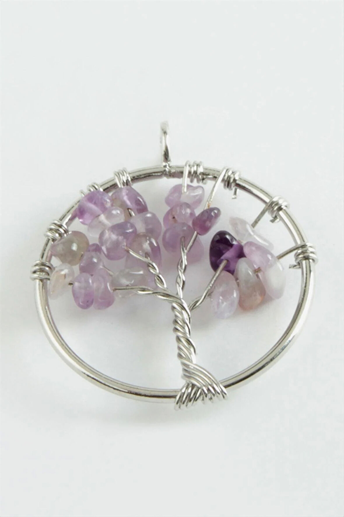 Ametist Kalp Doğaltaş Kolye Ucu