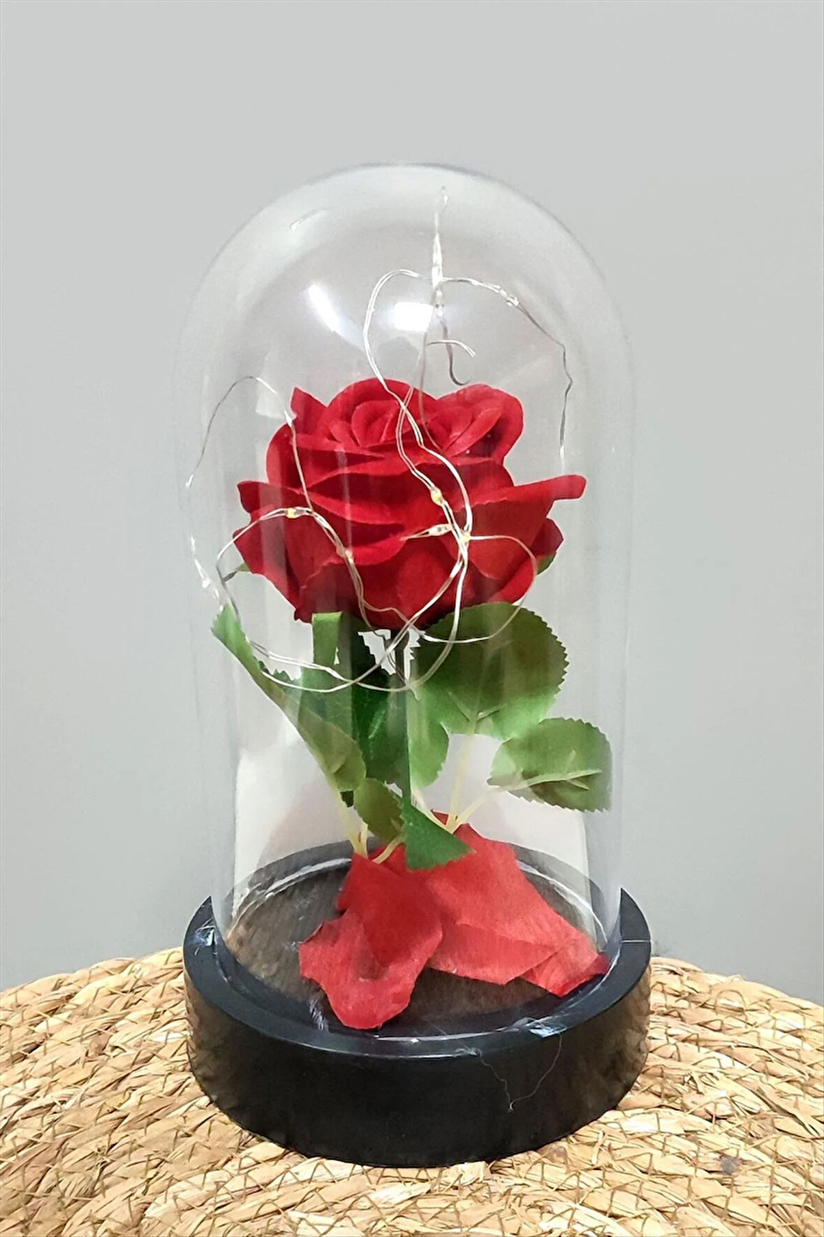 Gül Işıklı Led Fanus