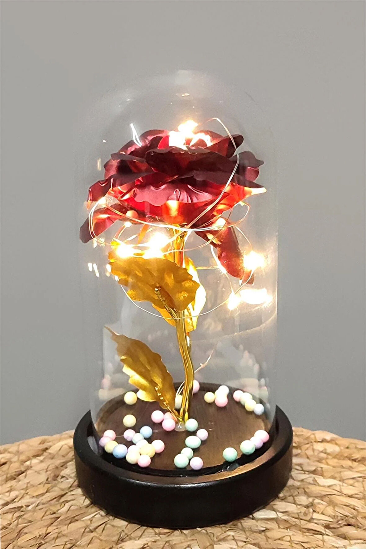 Çiçek Işıklı Led Fanus