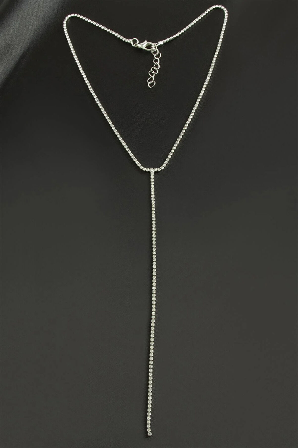 Şerit Taşlı Çelik Kolye 2 mm