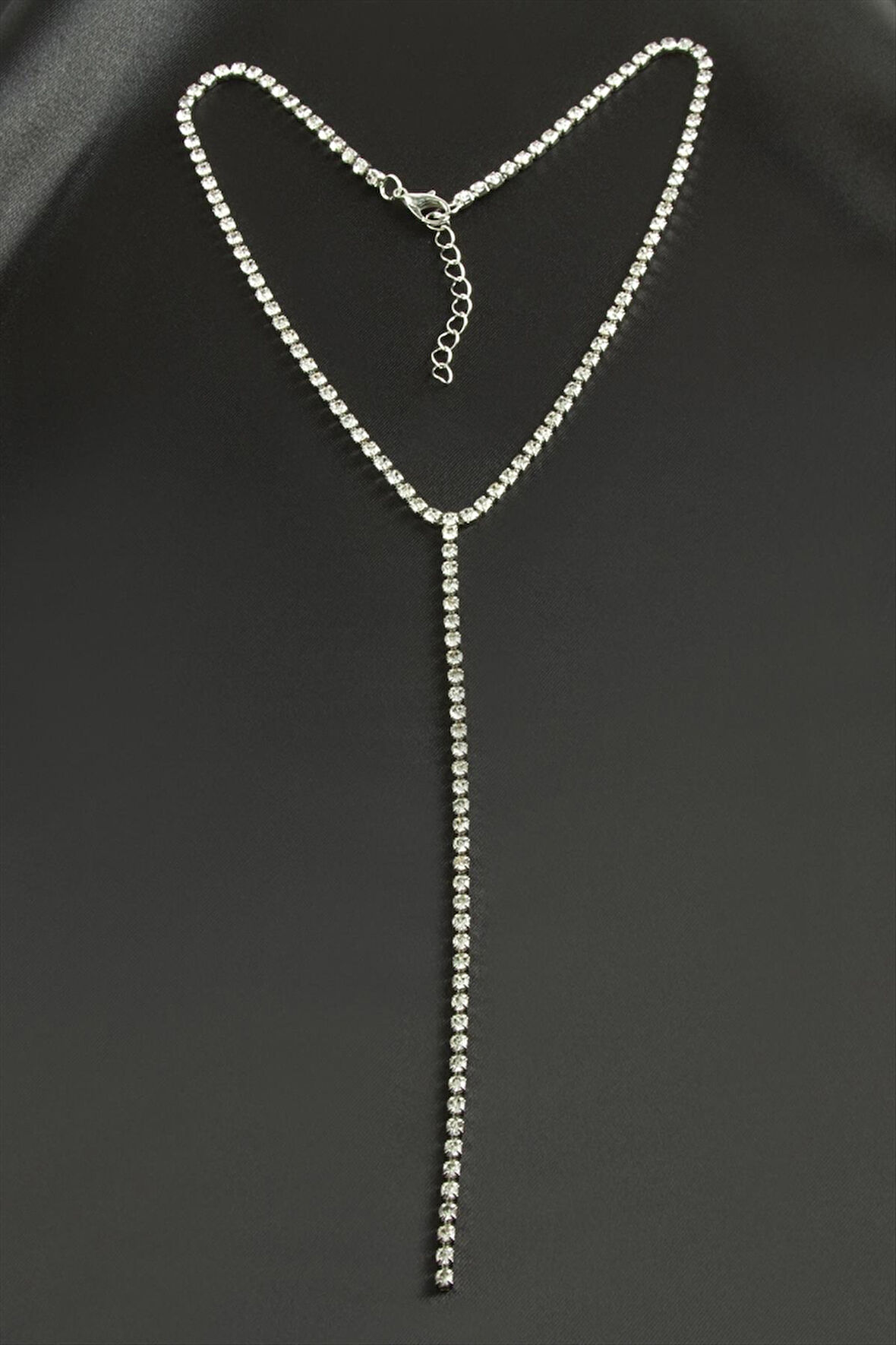 Şerit Taşlı Çelik Kolye 4 mm