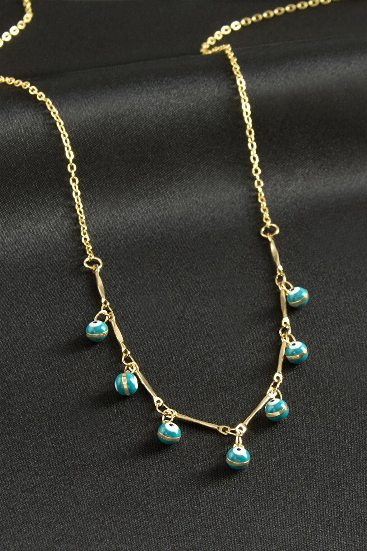 Top Nazarlı Mineli Kolye