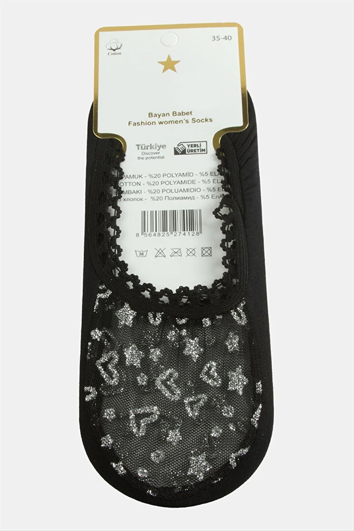 Kalp Dantel Babet Çorap