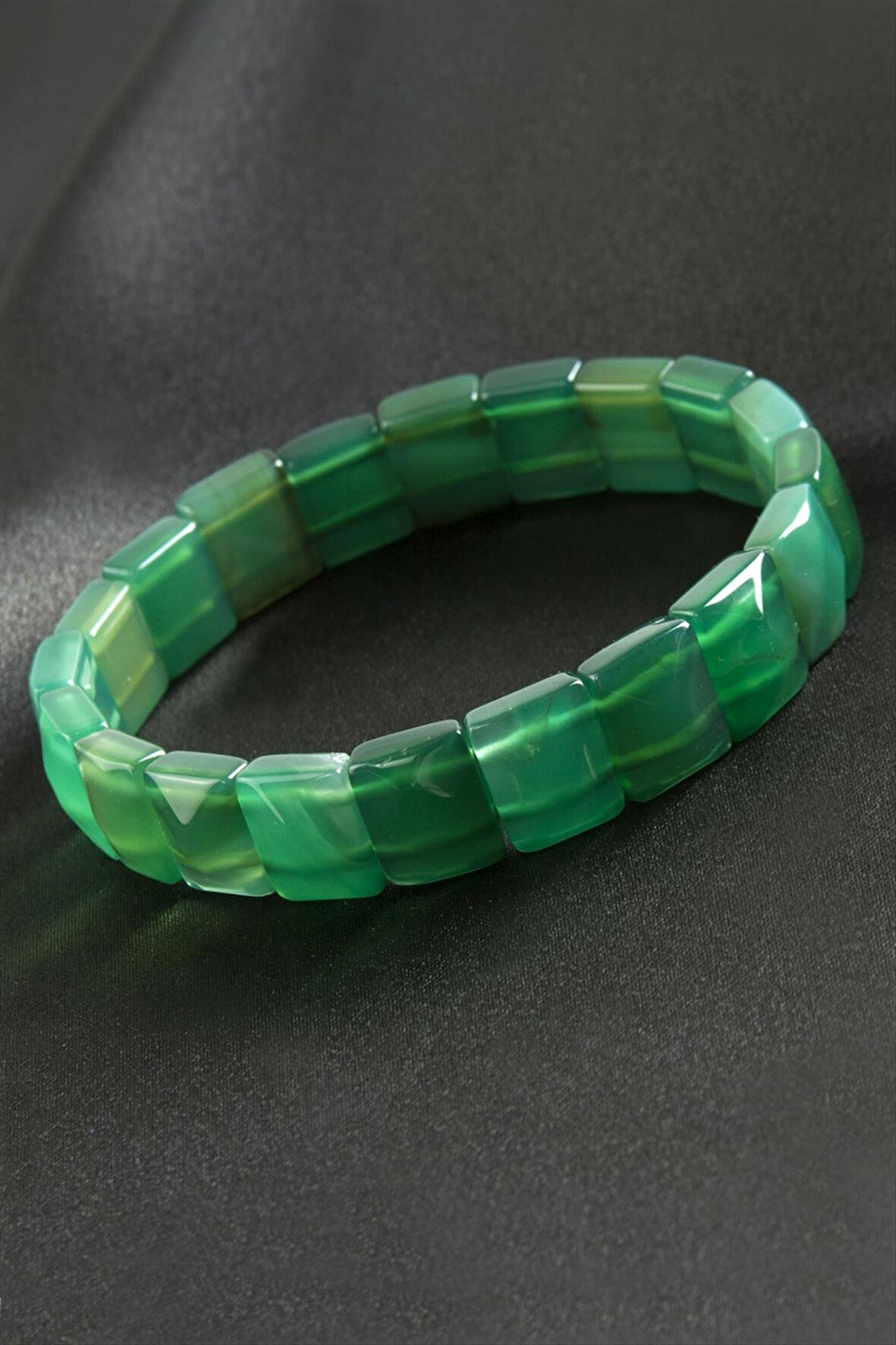 Kare Kesim Orjinal Yeşim Doğaltaşlı Bileklik