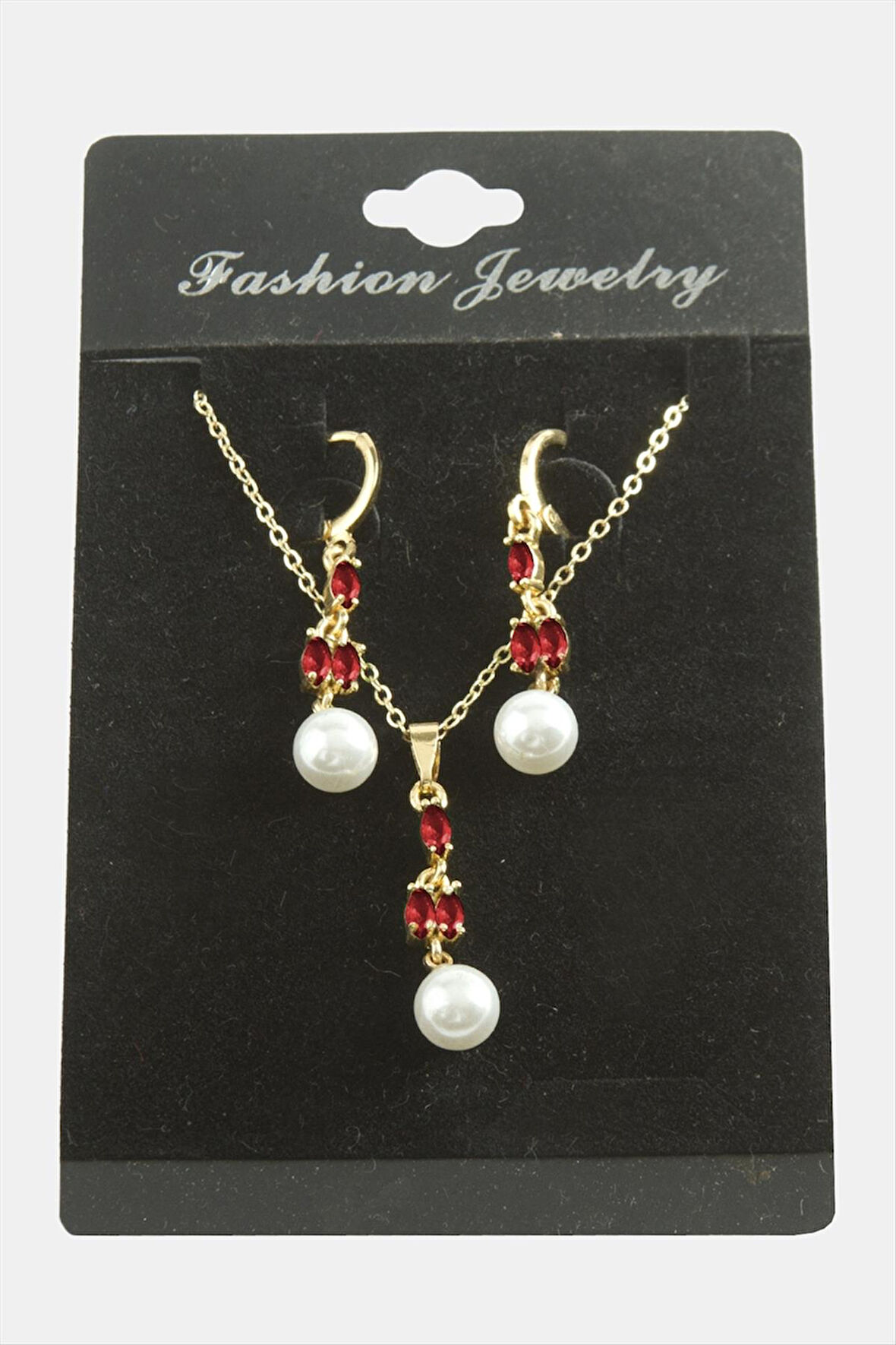 Çiçek İnci Zirkon Taşlı Set Kolye