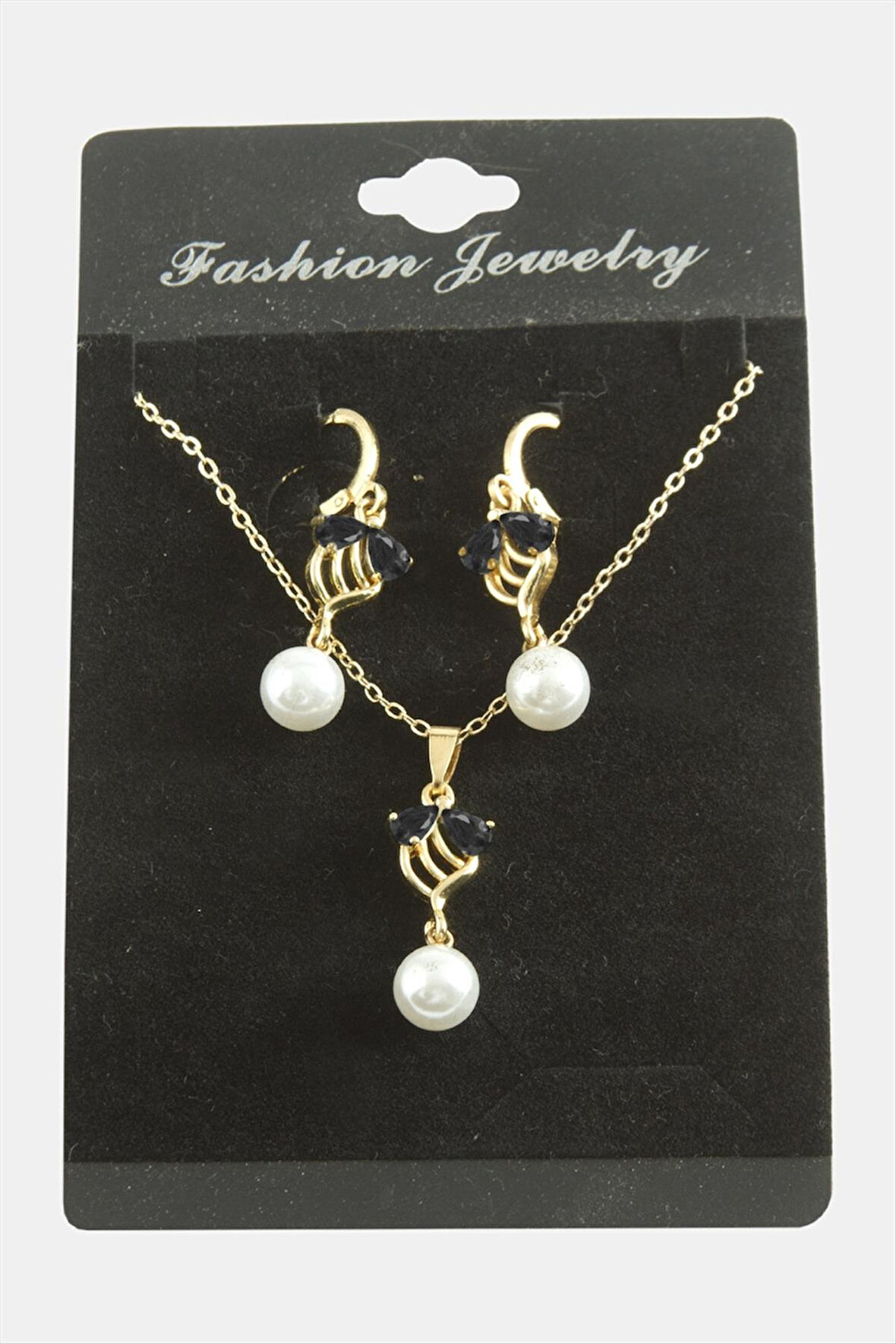 Çiçek İnci Zirkon Taşlı Set Kolye