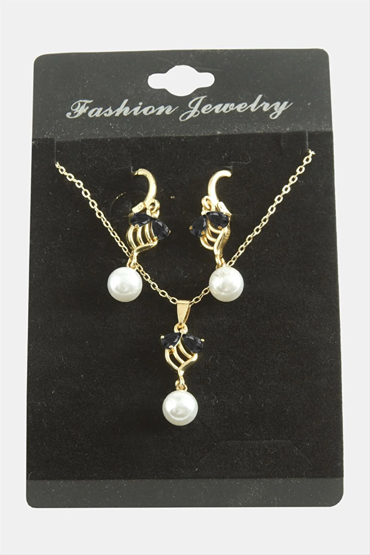 Çiçek İnci Zirkon Taşlı Set Kolye