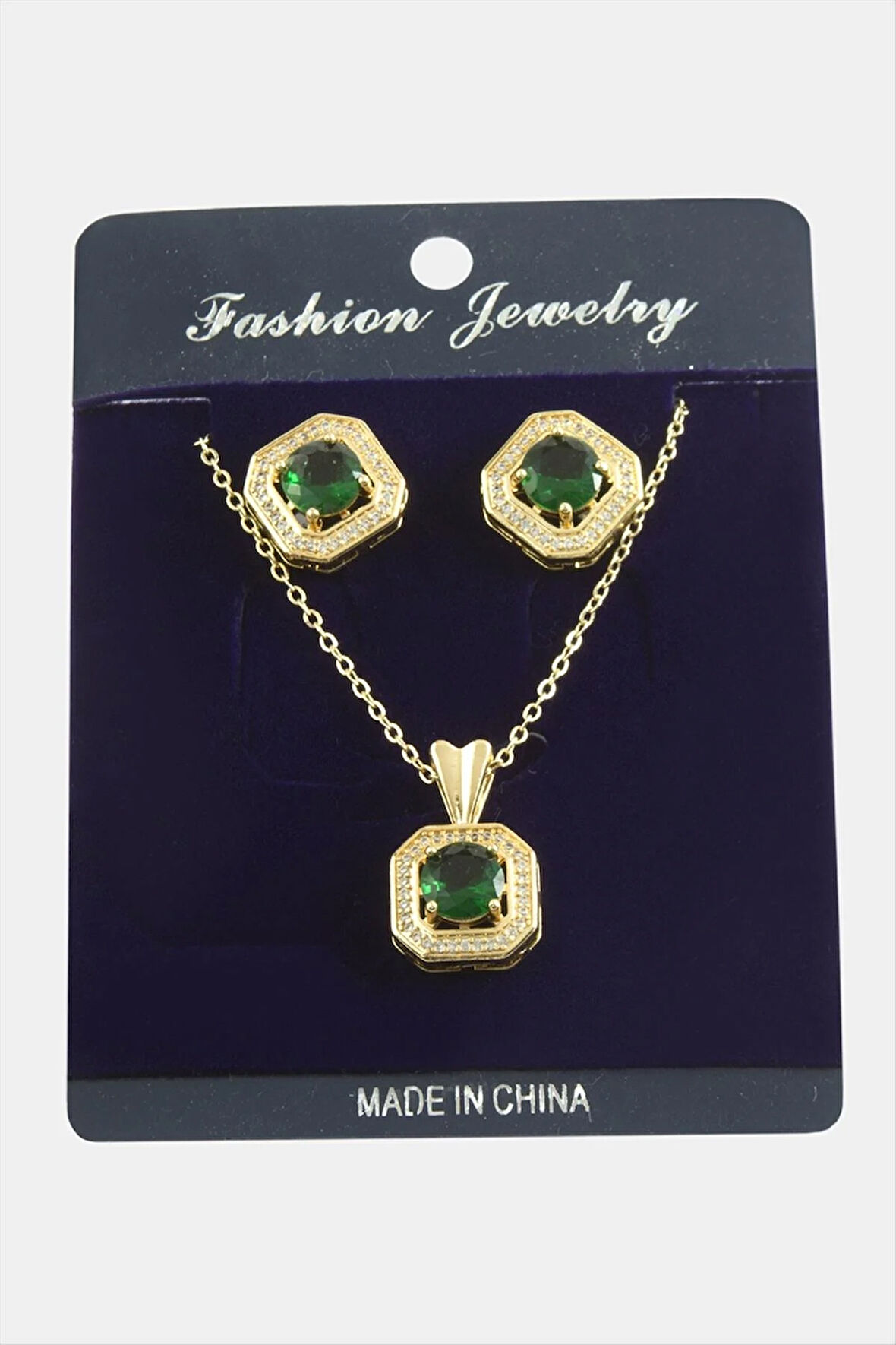 Kare Zirkon Taşlı Set Kolye