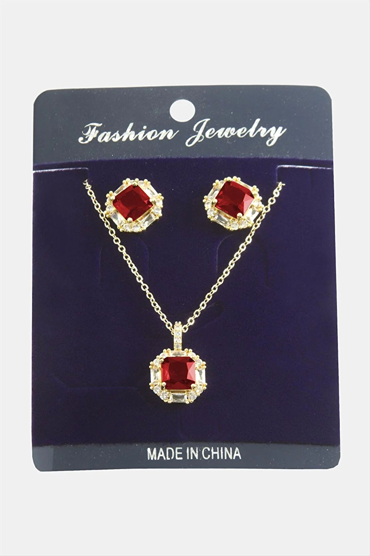 Kare Zirkon Taşlı Set Kolye