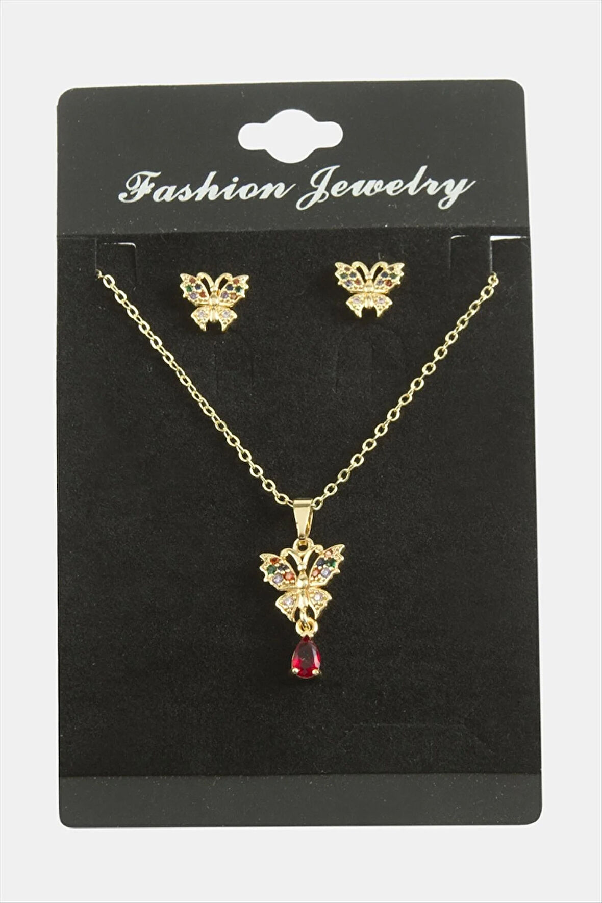 Kelebek Zirkon Taşlı Set Kolye