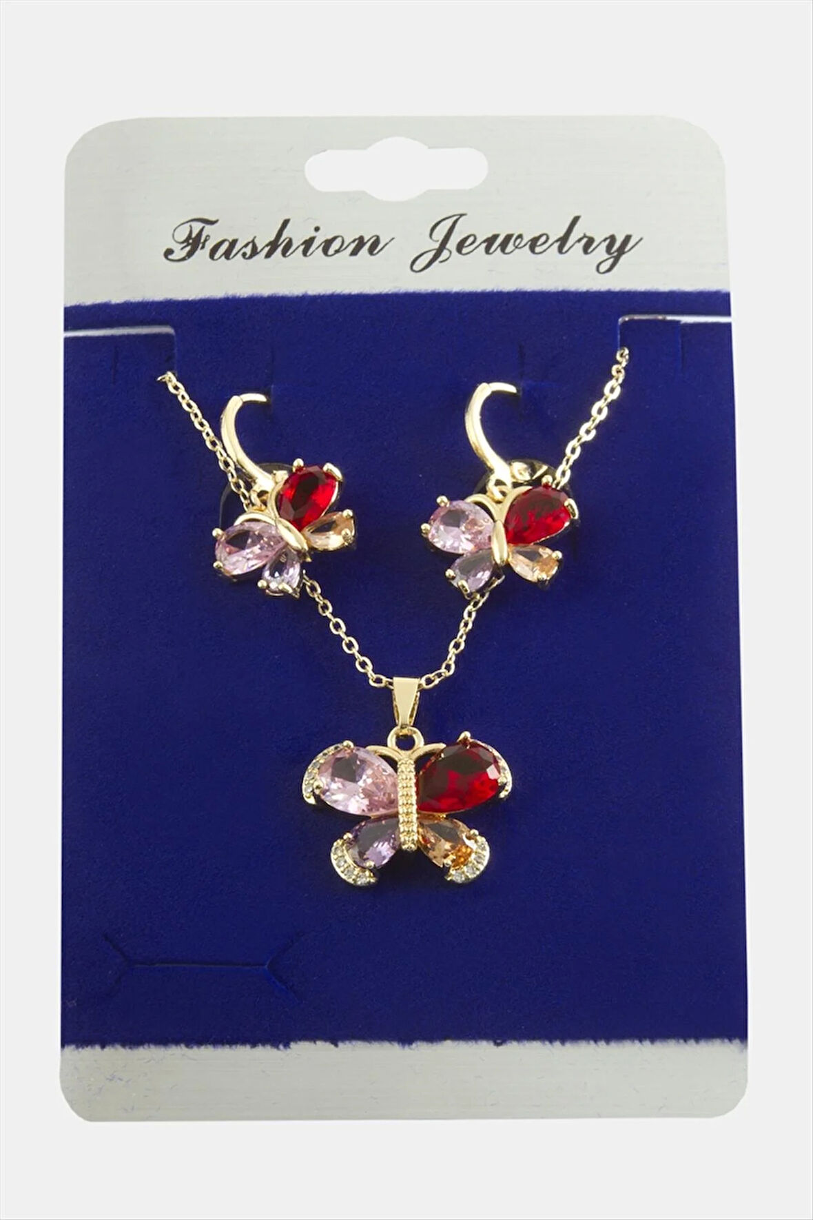 Kelebek Zirkon Taşlı Set Kolye