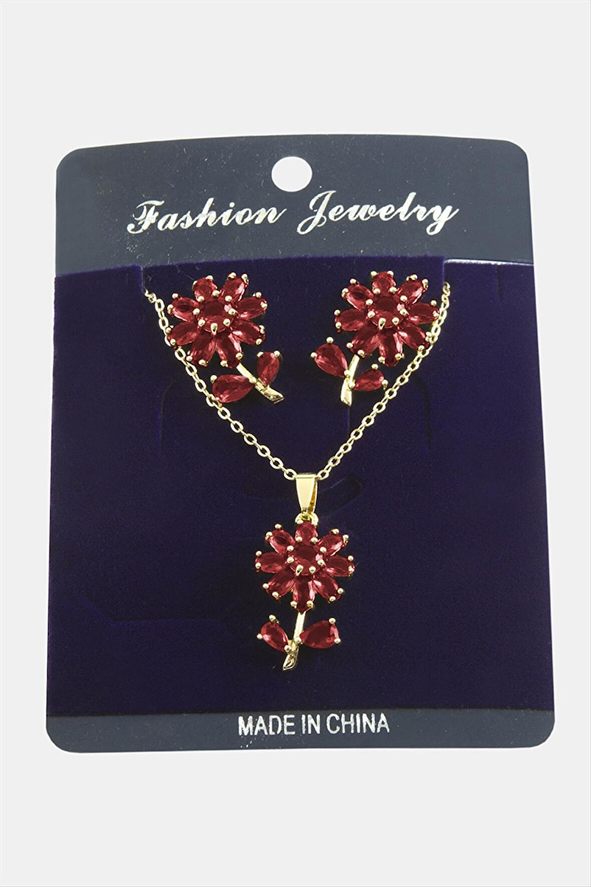 Papatya Zirkon Taşlı Set Kolye