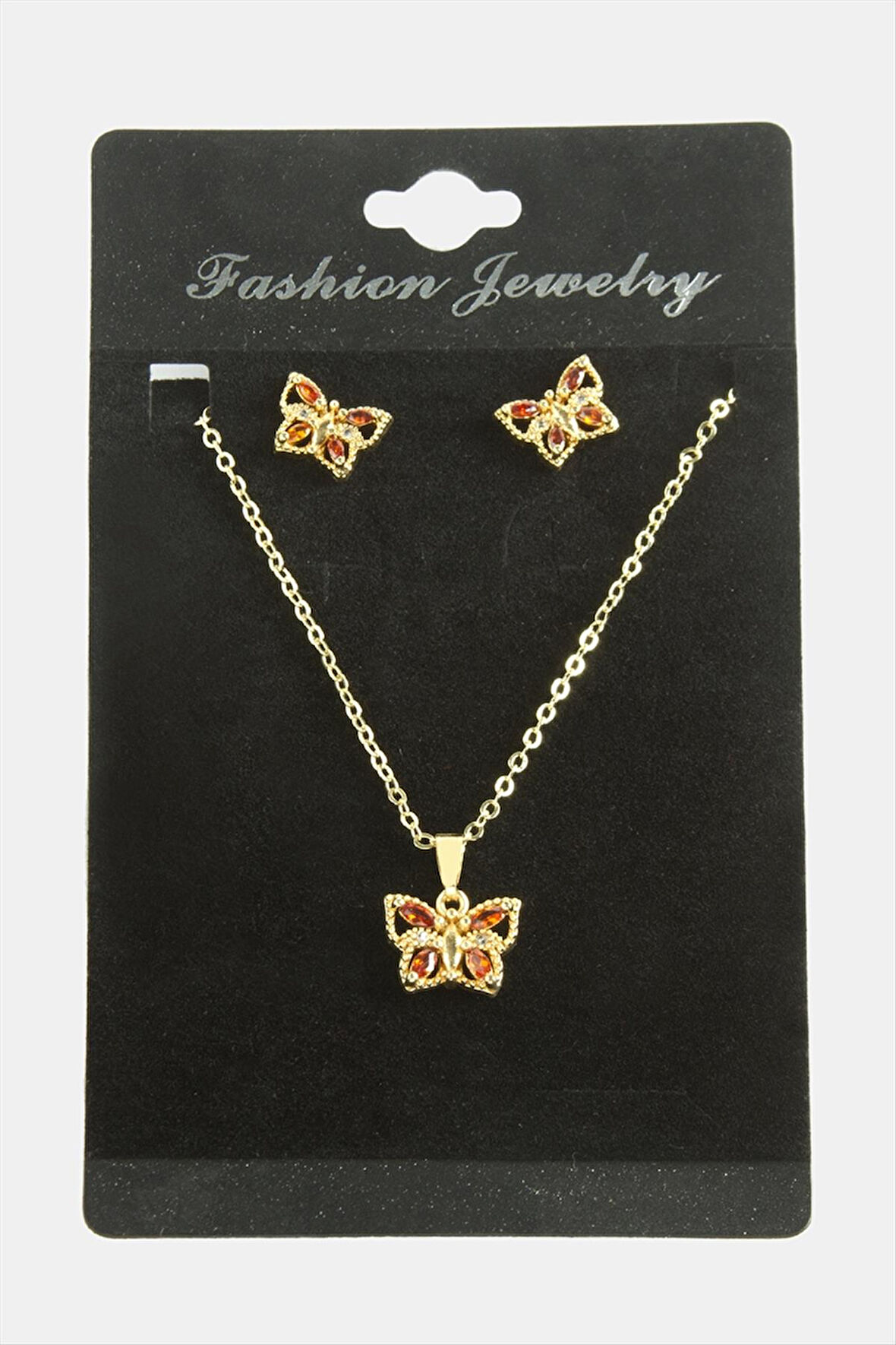 Kelebek Zirkon Taşlı Set Kolye