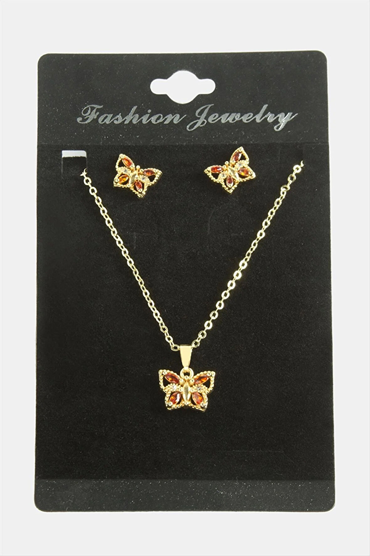 Kelebek Zirkon Taşlı Set Kolye