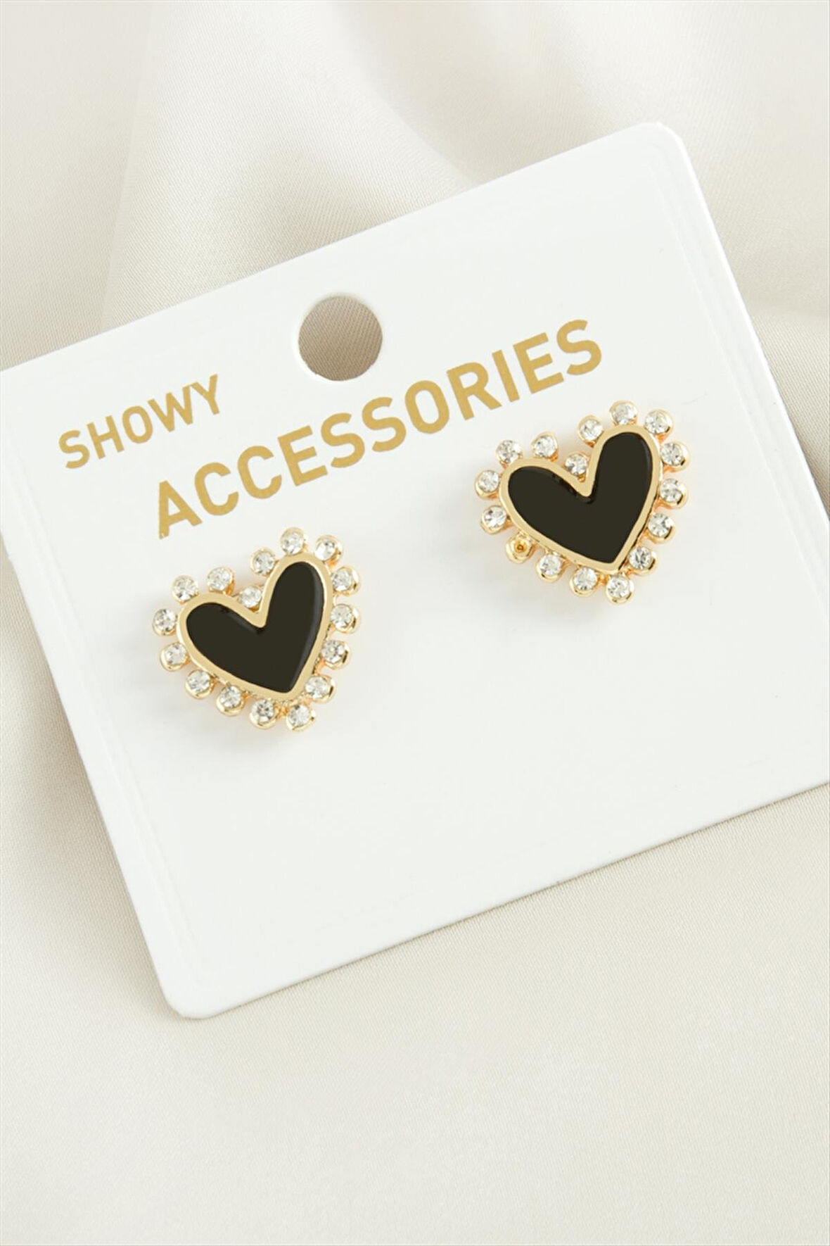 Kalp Sedef Taşlı Metal Küpe