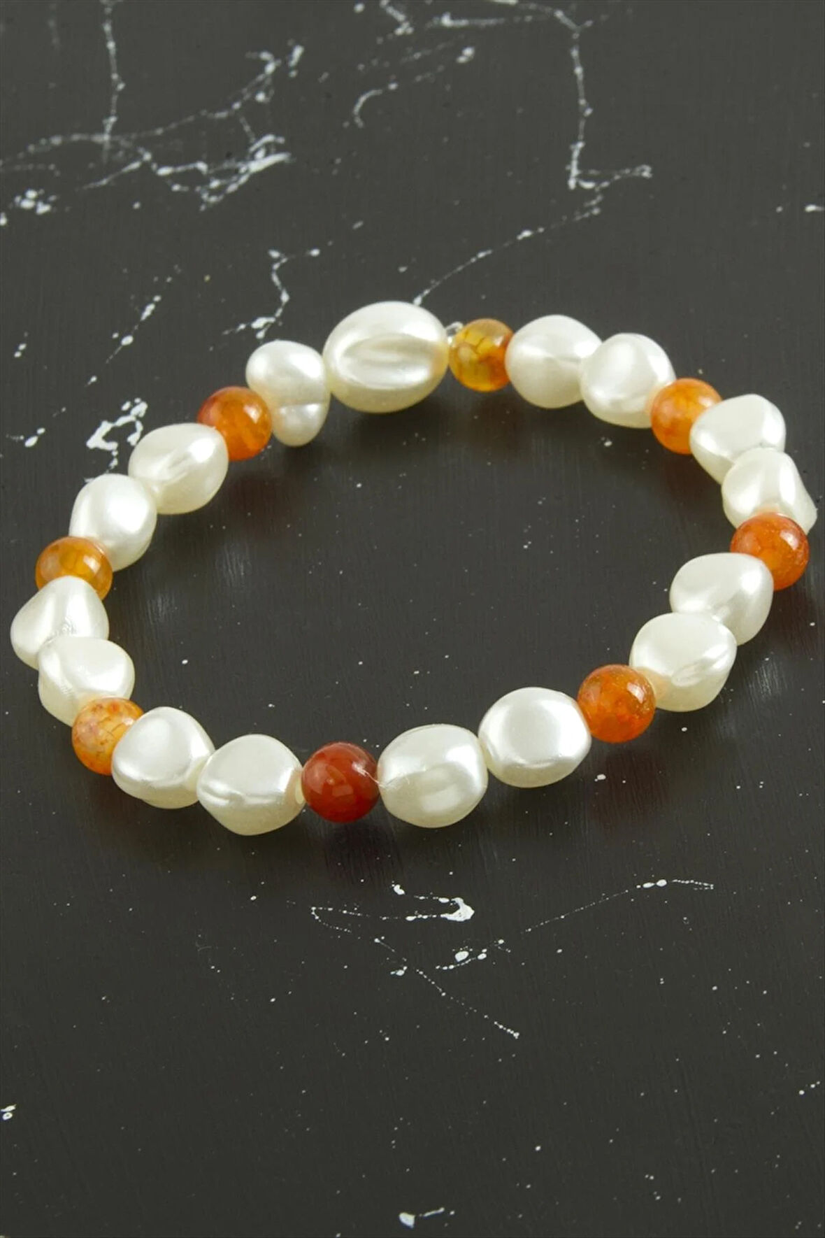 İnci Akik Doğaltaş Bileklik