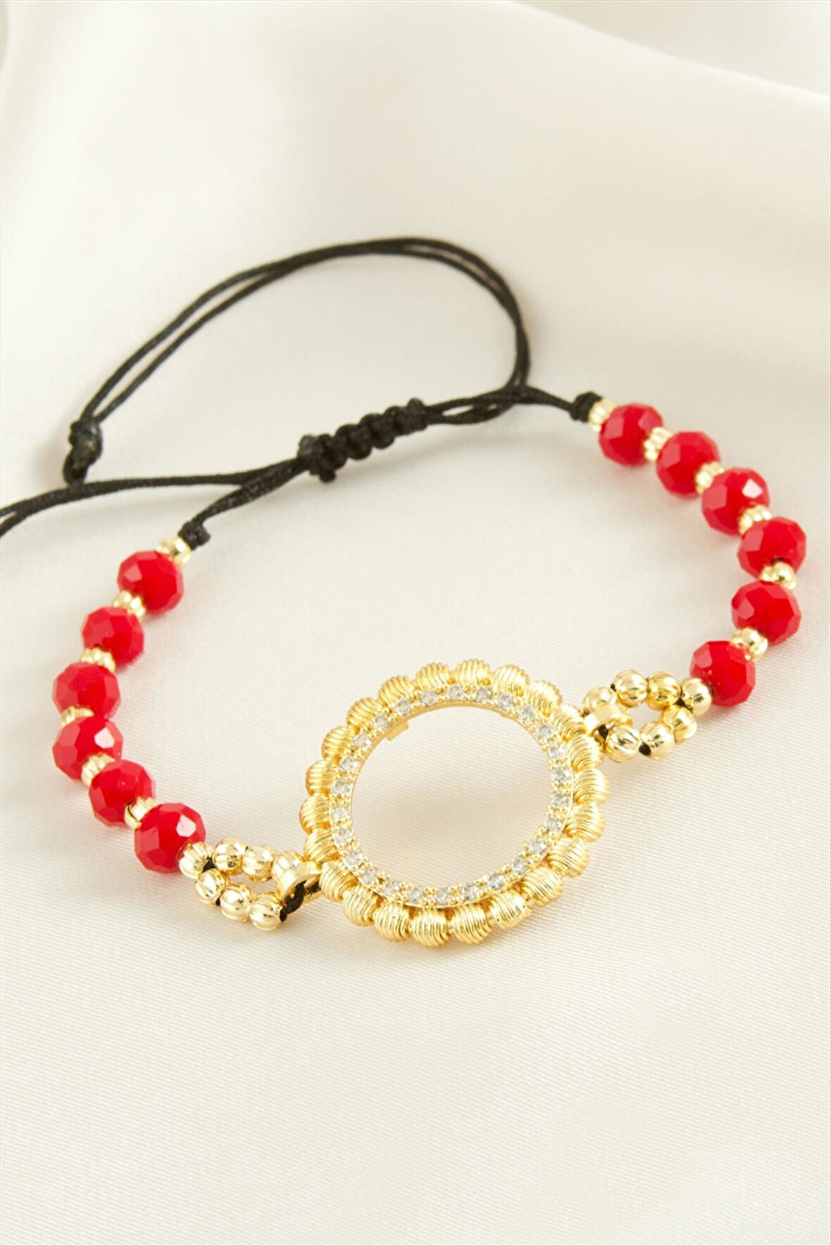 Çeyrek Altın Koyulabilir Kristal Taşlı Bileklik