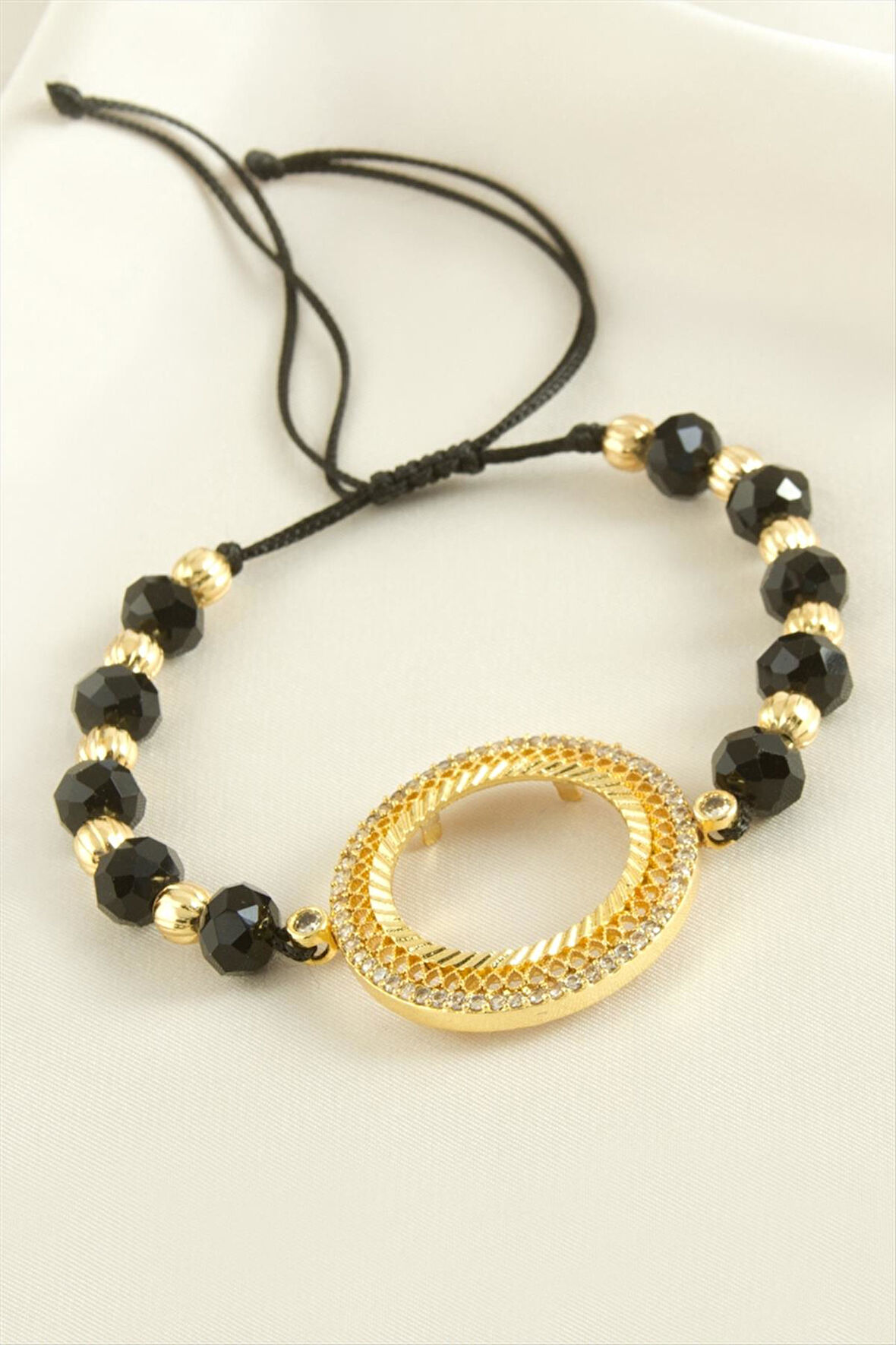 Çeyrek Altın Koyulabilir Kristal Taşlı Bileklik