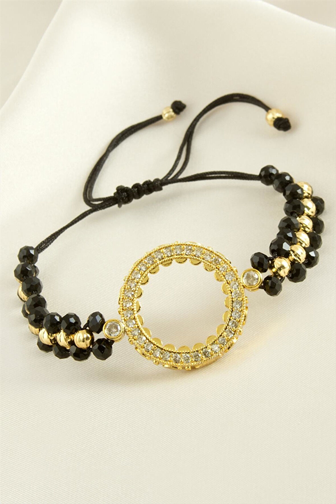 Çeyrek Altın Koyulabilir Kristal Taşlı Bileklik