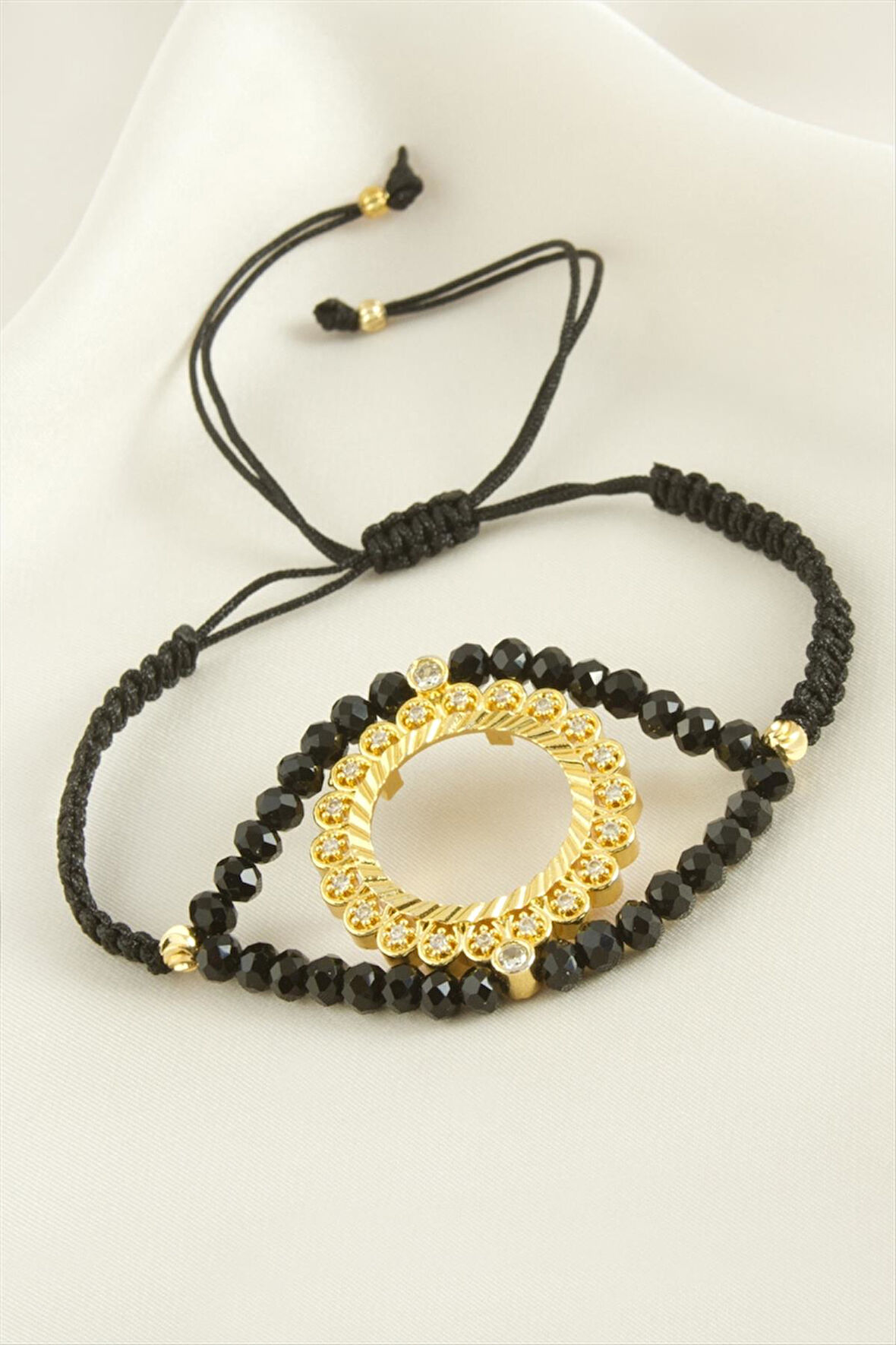 Çeyrek Altın Koyulabilir Kristal Taşlı Bileklik