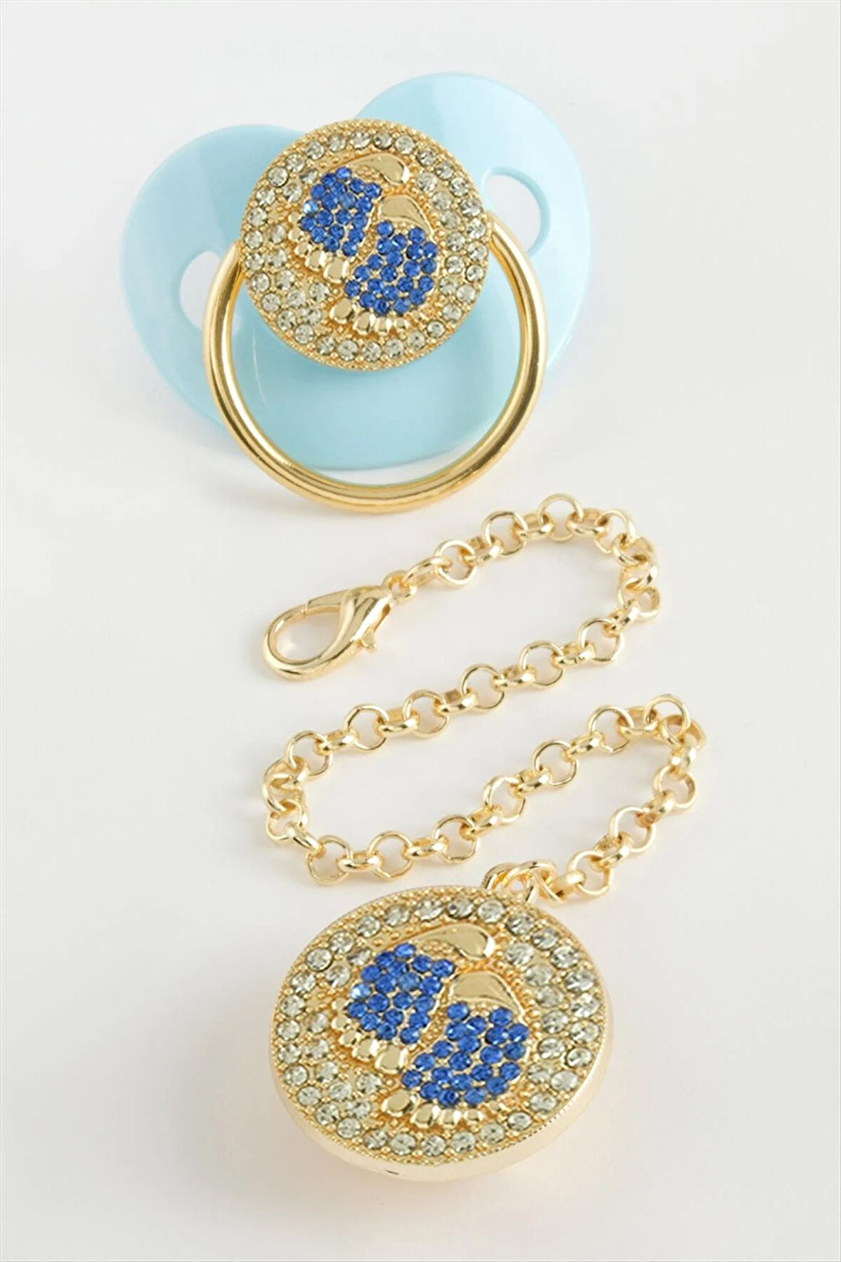 Bebek Ayak İzi Zirkon Taşlı Emzik Takım