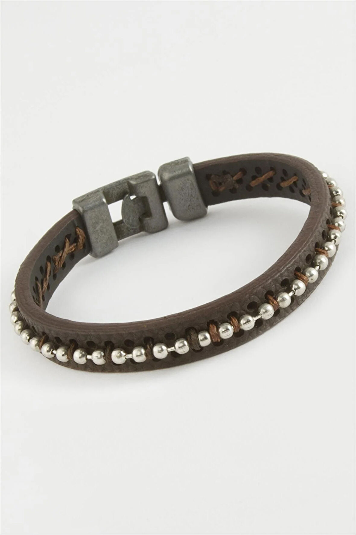 Top Metal Boncuklu Kaliteli Suni Deri Bileklikc