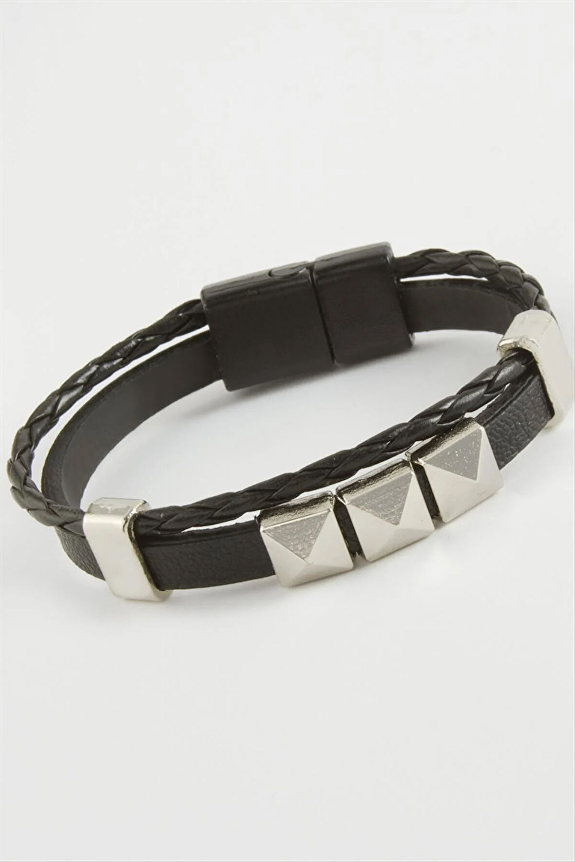 Prizma Kaliteli Mıknatıslı Suni Deri Bileklik