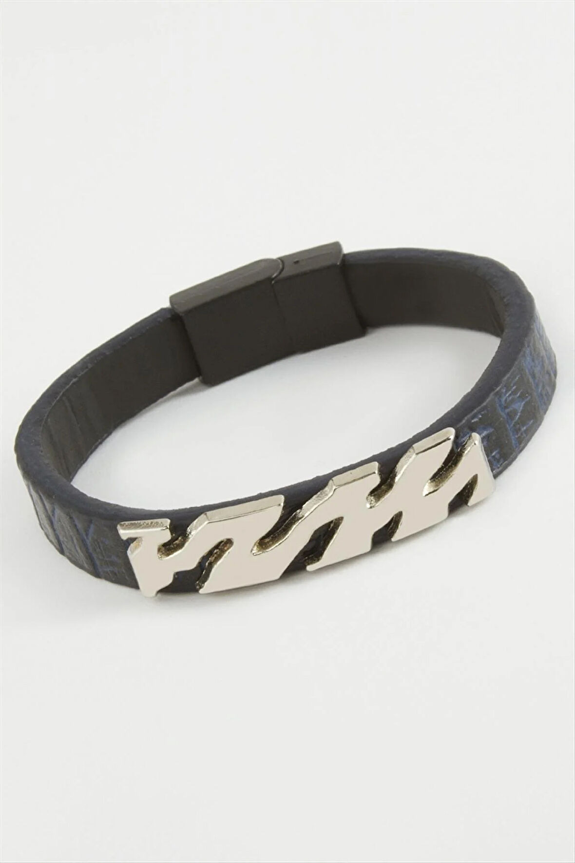 Zikzak Kaliteli Mıknatıslı Suni Deri Bileklik