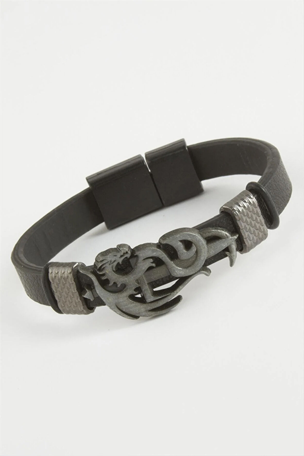 Ejderha Kaliteli Mıknatıslı Suni Deri Bileklik