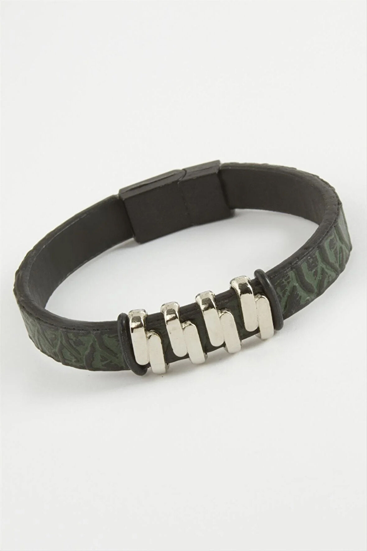 Zikzak Kaliteli Mıknatıslı Suni Deri Bileklik