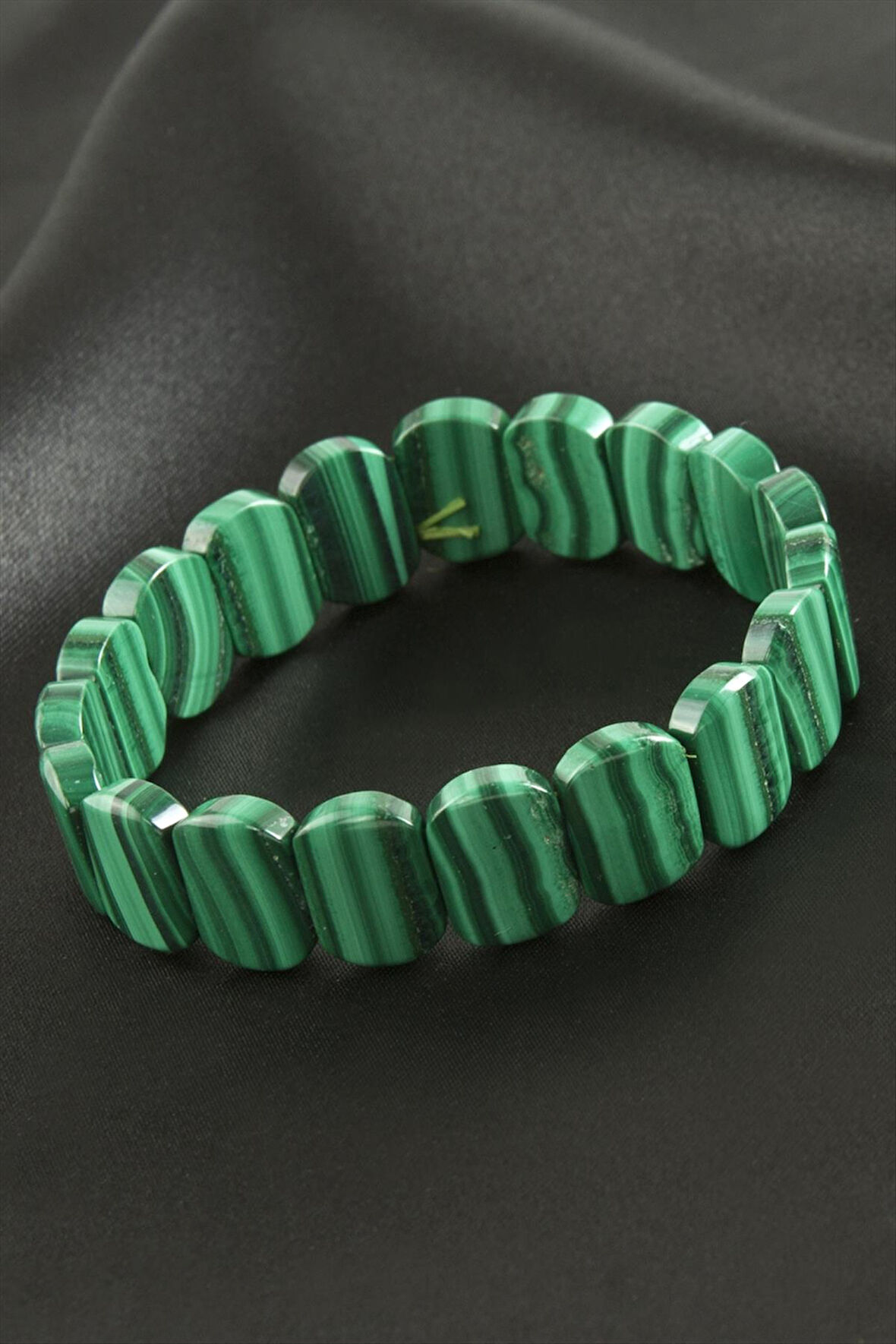 Oval Kesim Orjinal Malahit Doğaltaşlı Bileklik