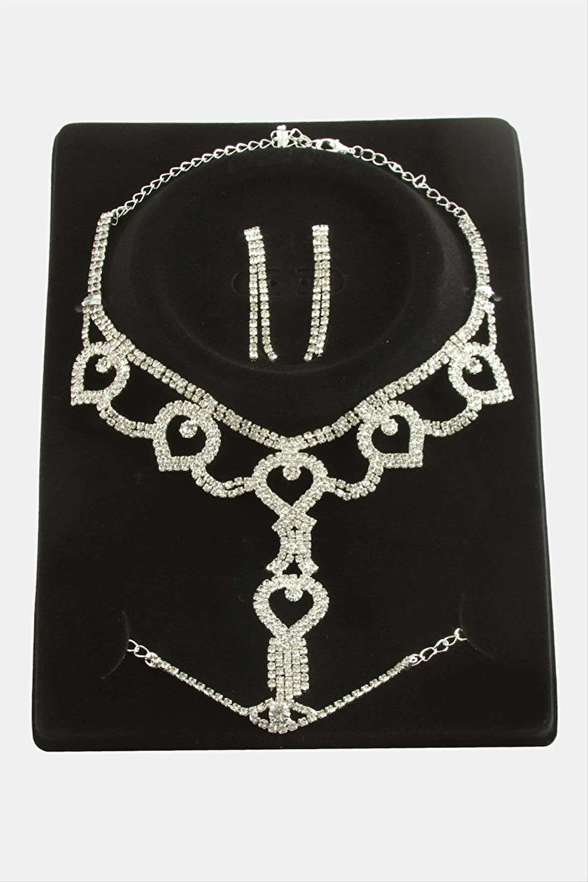 Oval Taşlı Lüks Set Kolye