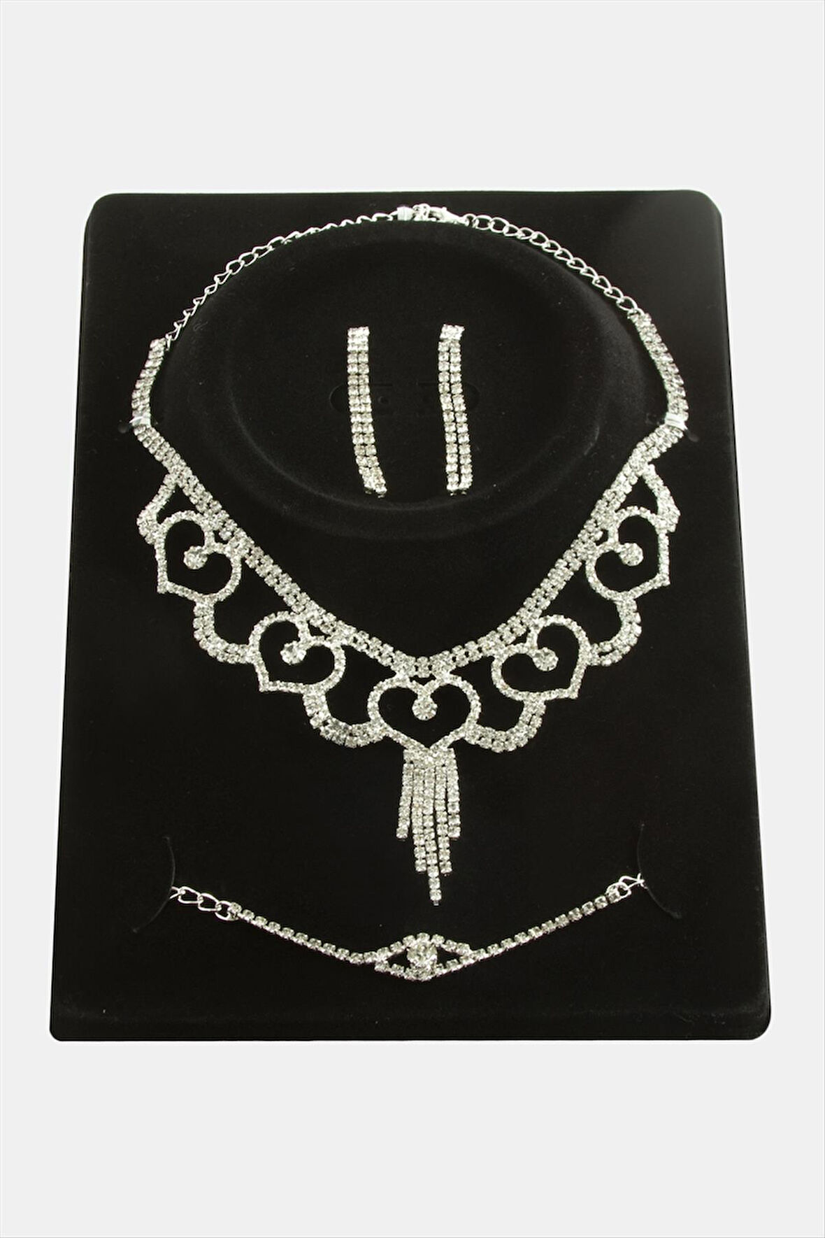Kalp Taşlı Lüks Set Kolye