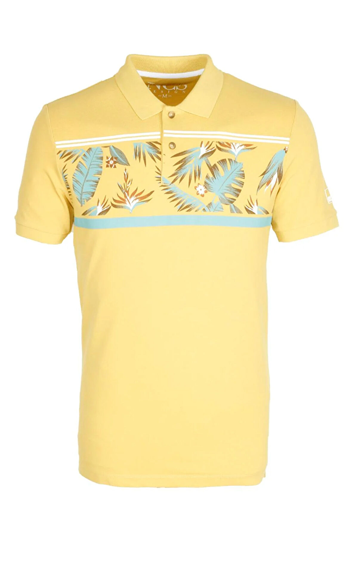 Erkek Polo Yaka Tişört Desenli Sarı %100 Pamuk Slim Fit T-shirt NCS JEANS 1179