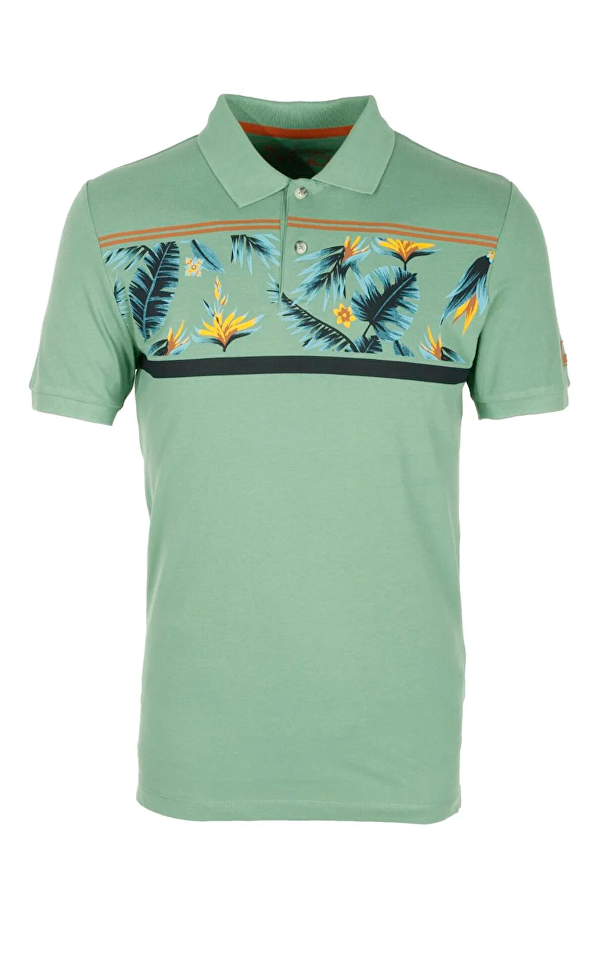 Erkek Polo Yaka Tişört Desenli Çağla %100 Pamuk Slim Fit T-shirt NCS JEANS 1179