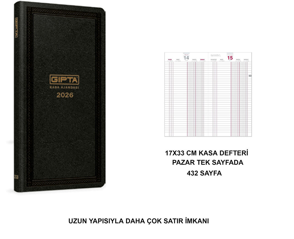 2026 Kasa Ajandası -UZUN ,432 SAYFA-PAZAR Günü Ayrı-118-tck
