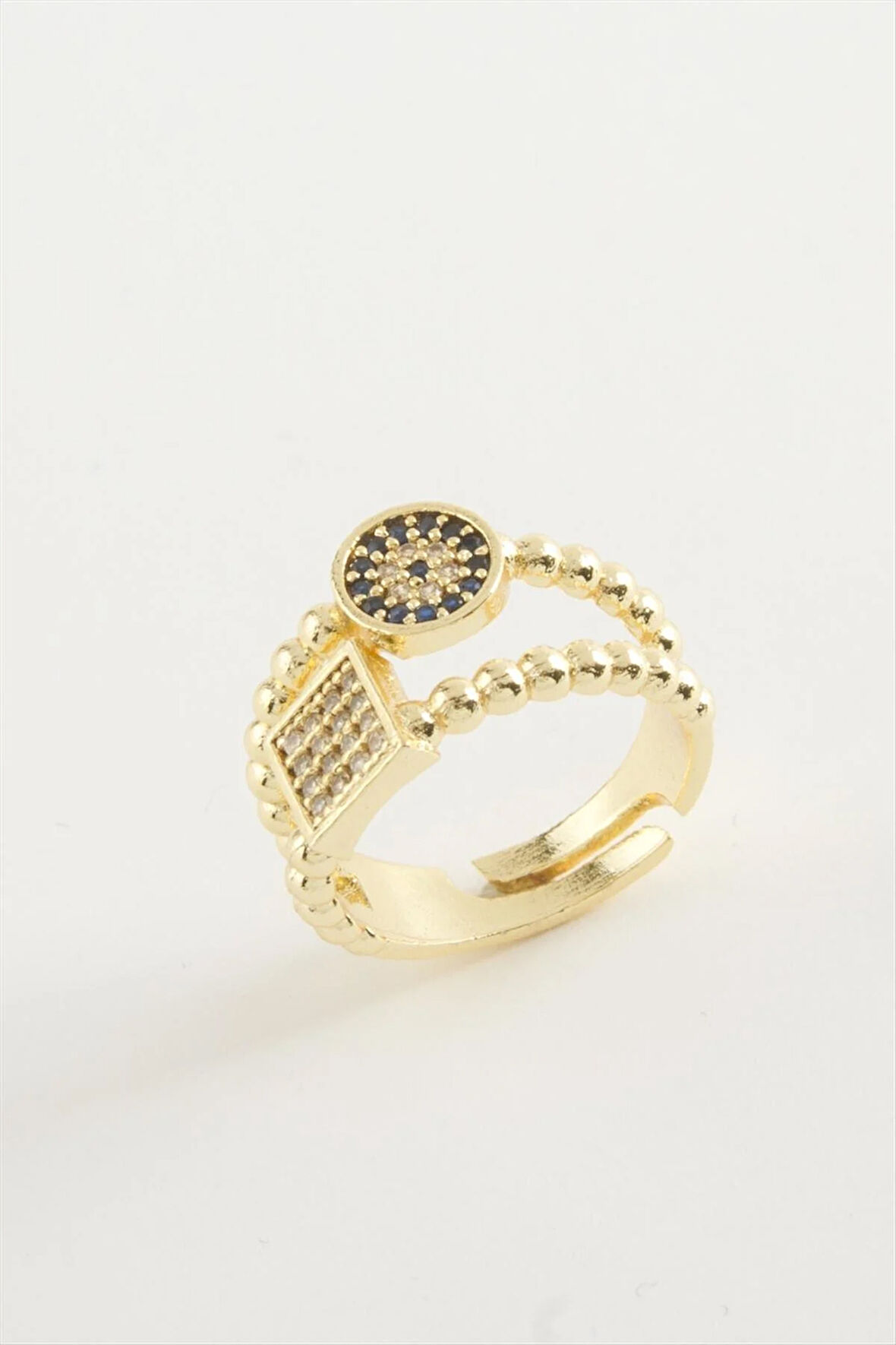 Kare Nazar Taşlı Yüzük