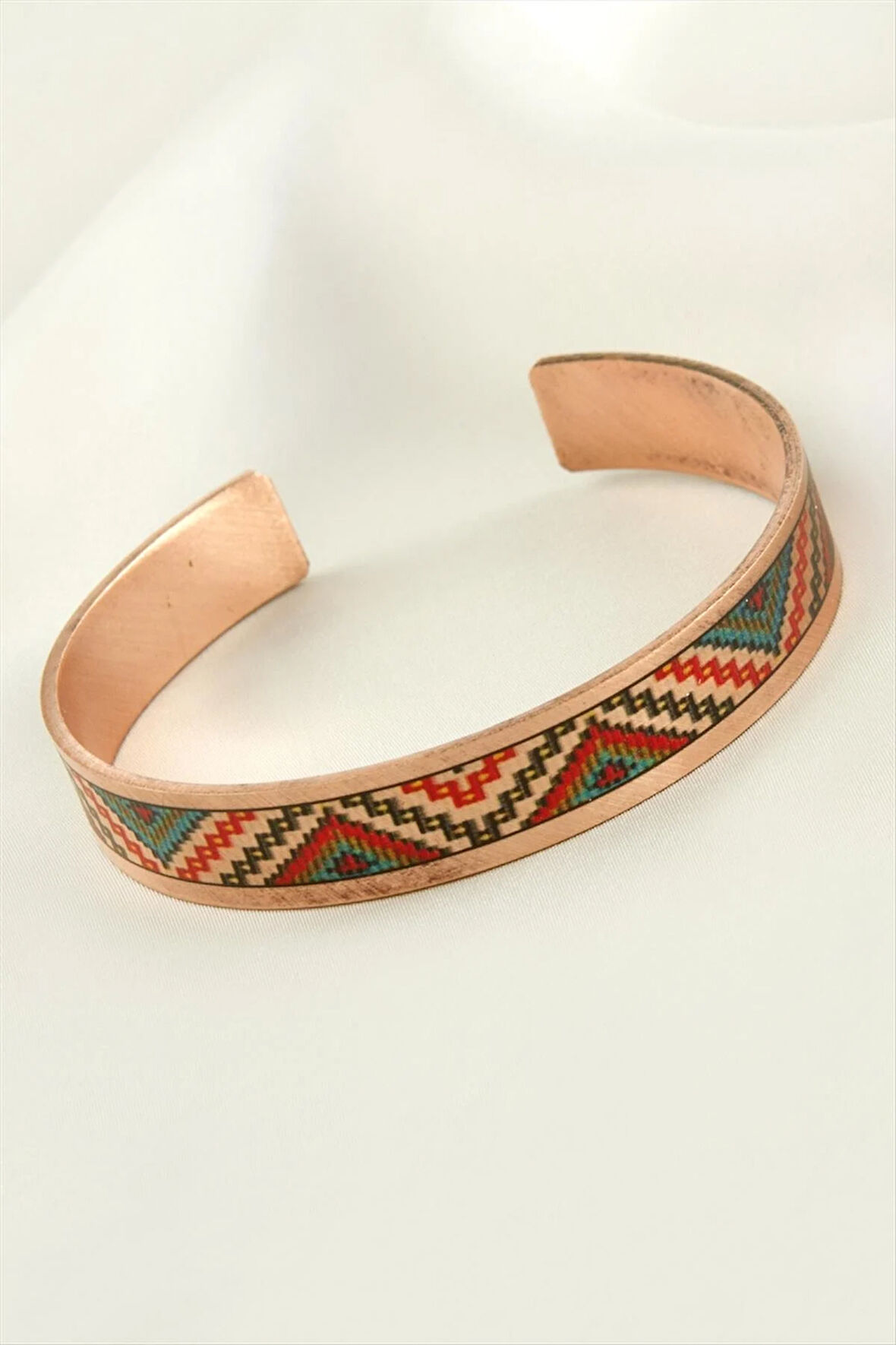 Zikzak Desenli Bakır Kelepçe Bileklik