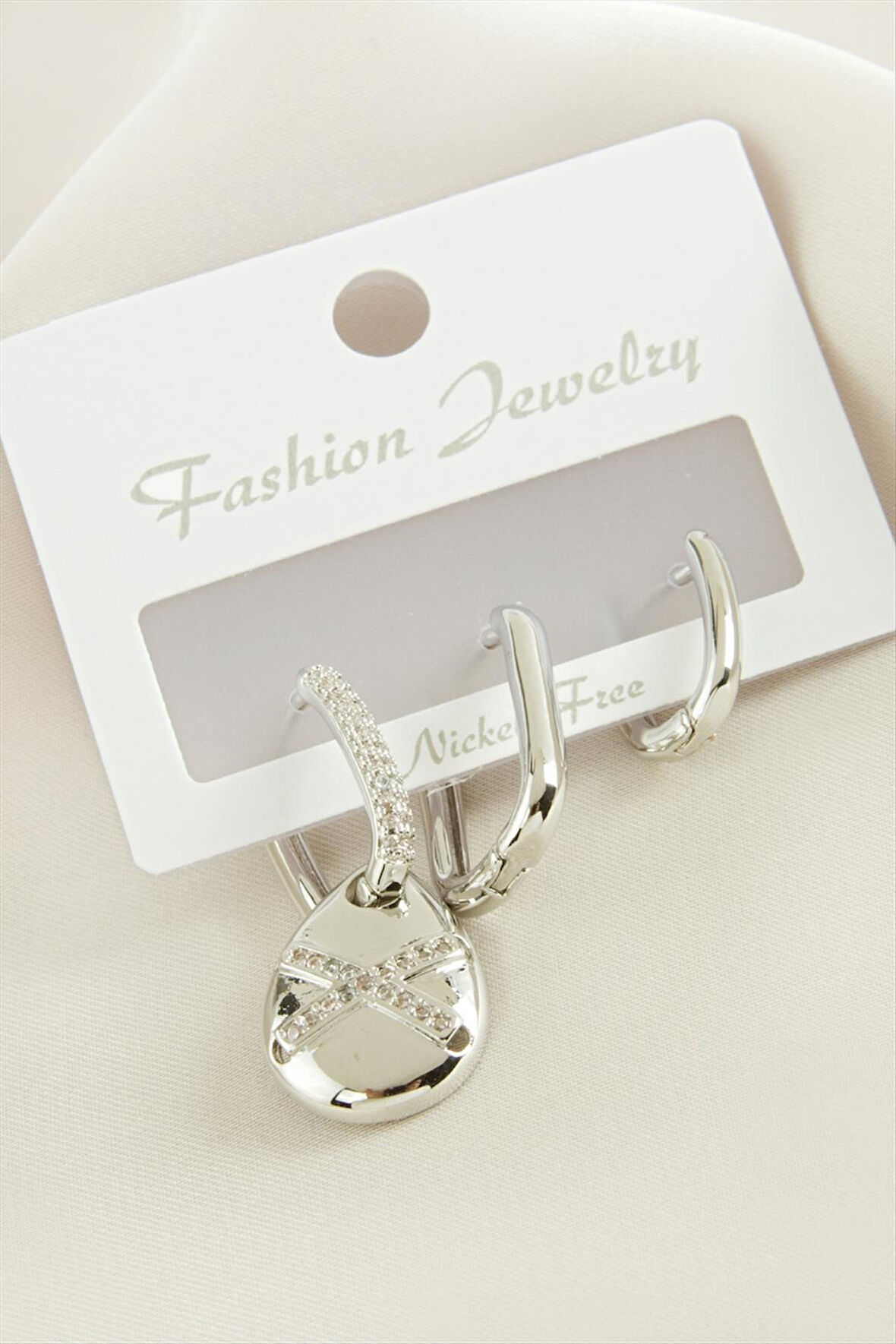 3 Adet Damla Zirkon Taşlı Küpe