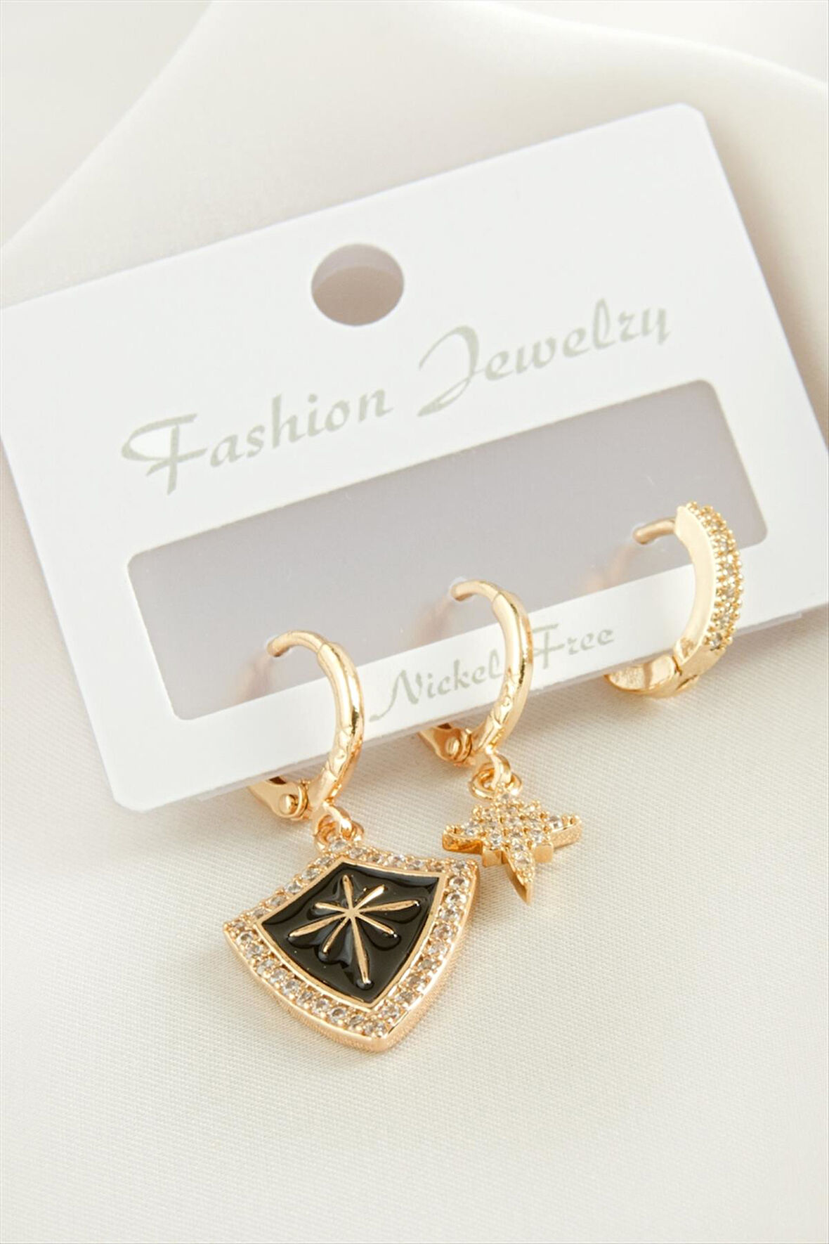 3 Adet Yıldız Zirkon Taşlı Küpe