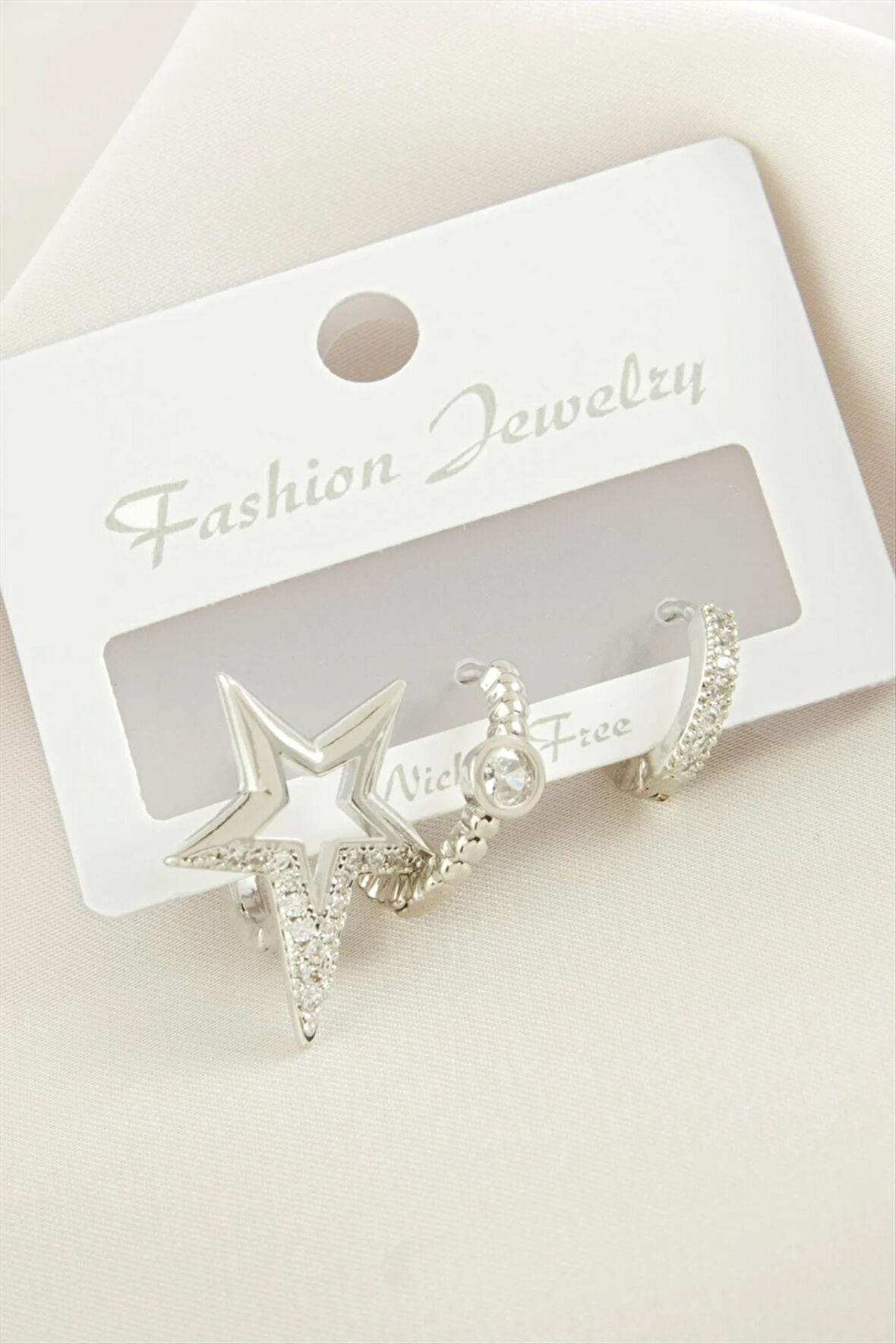 3 Adet Yıldız Zirkon Taşlı Küpe