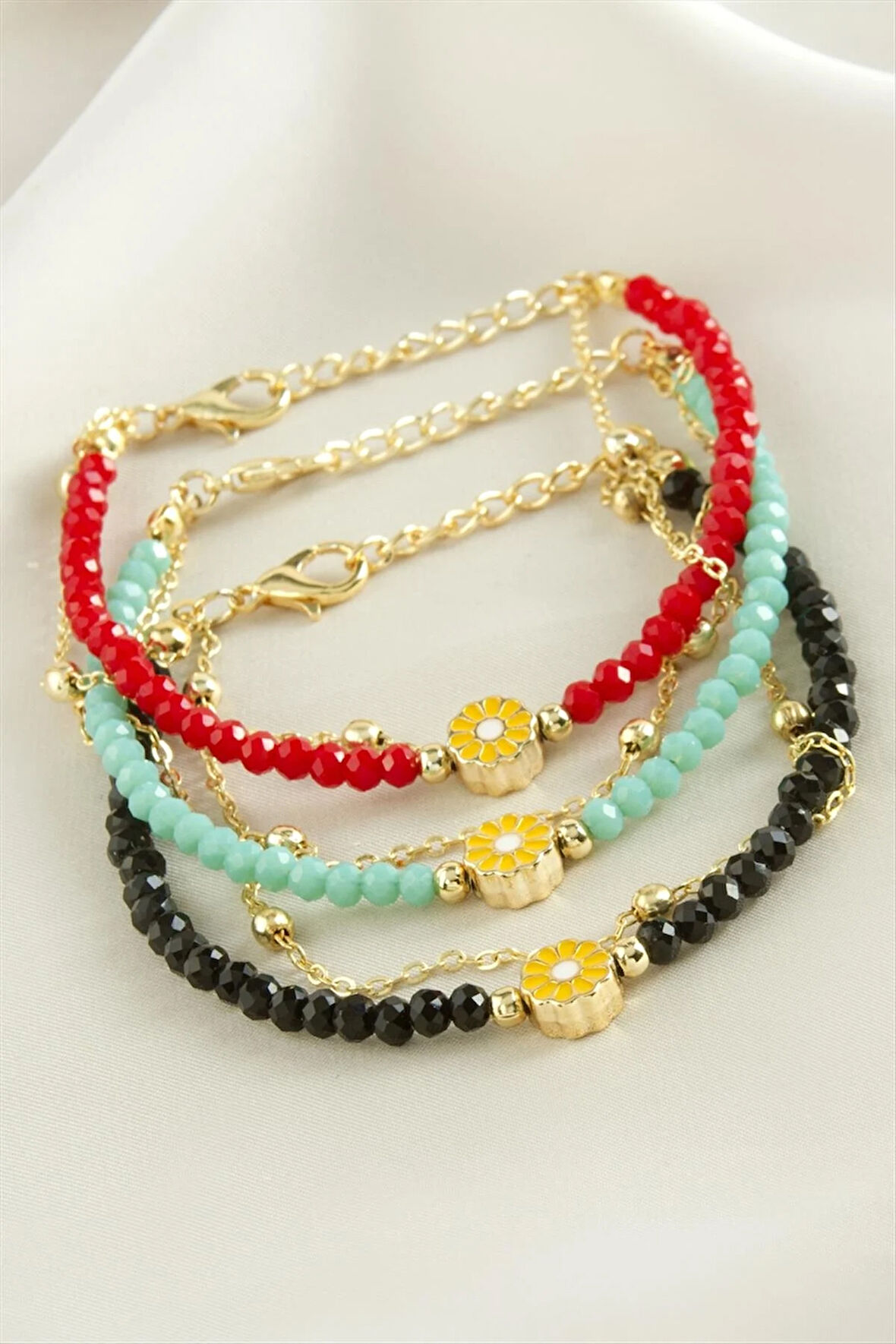 Papatya Zincir Kristal Bileklik