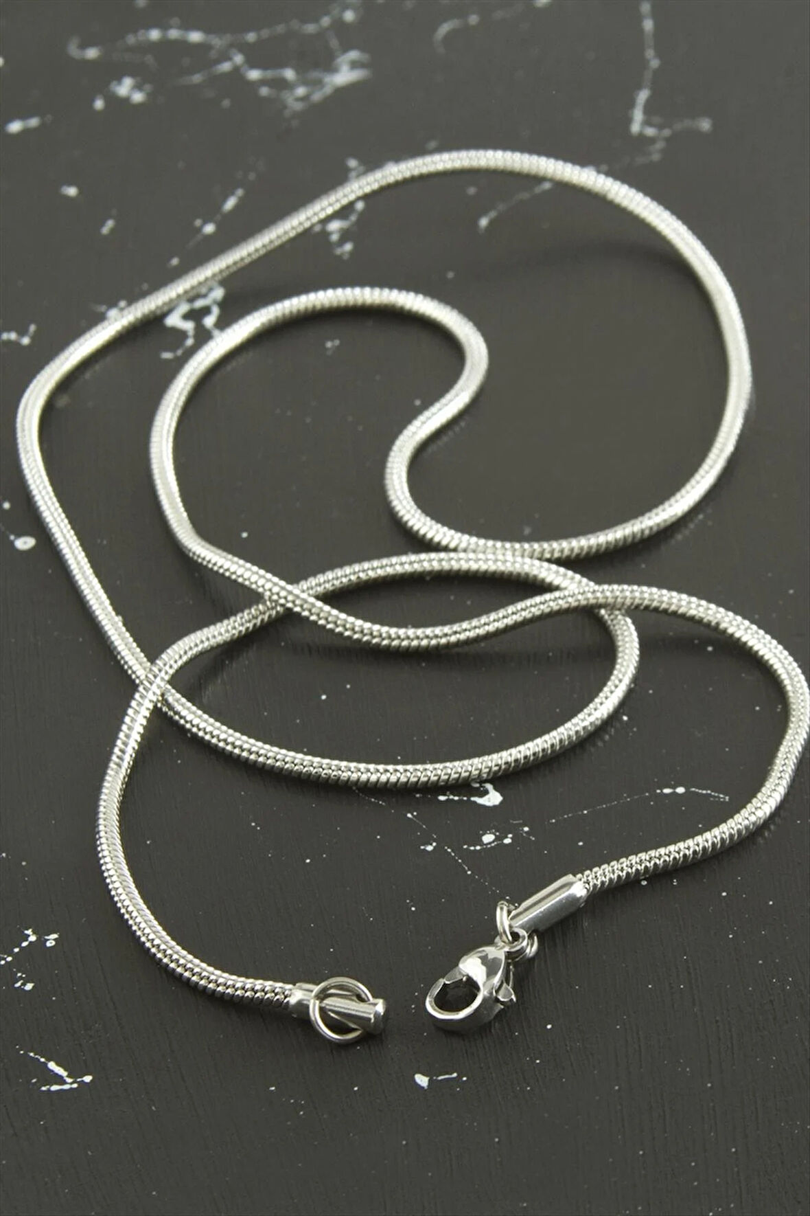 Silindir Zincir Çelik Kolye 55 cm