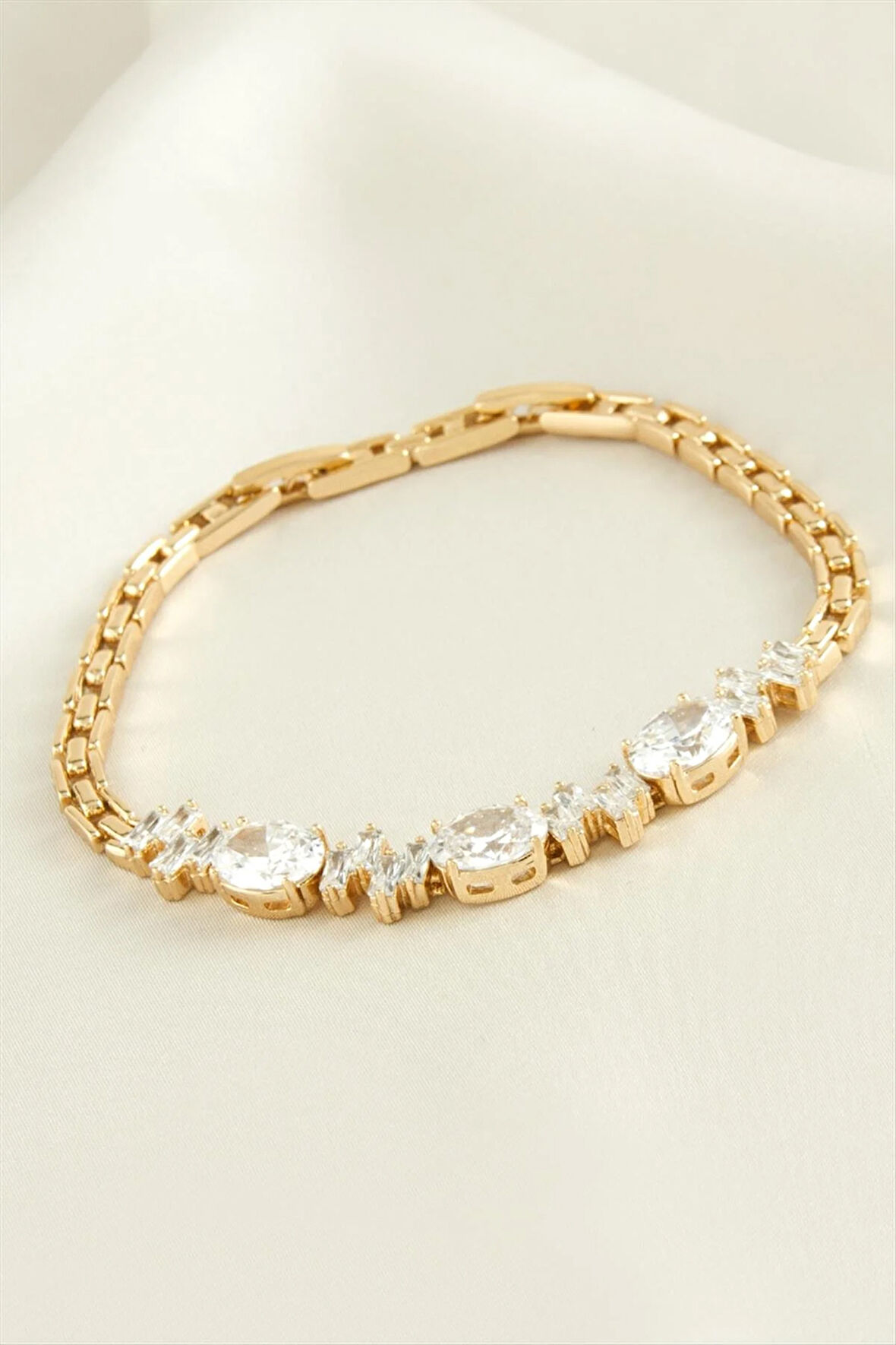 Xuping Oval Zirkon Taşlı Lüks Çelik Bileklik