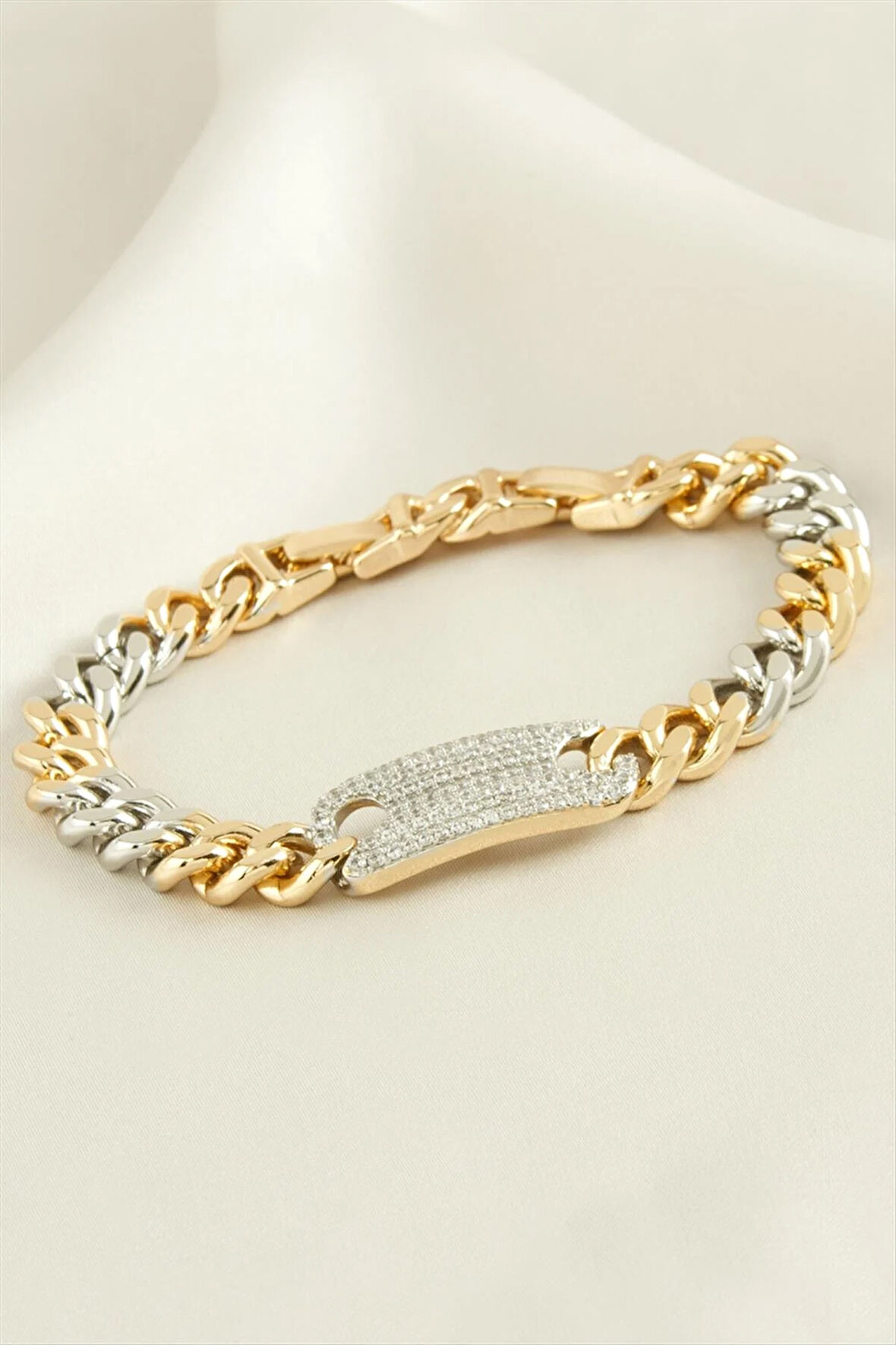 Xuping Oval Zirkon Taşlı Lüks Çelik Bileklik