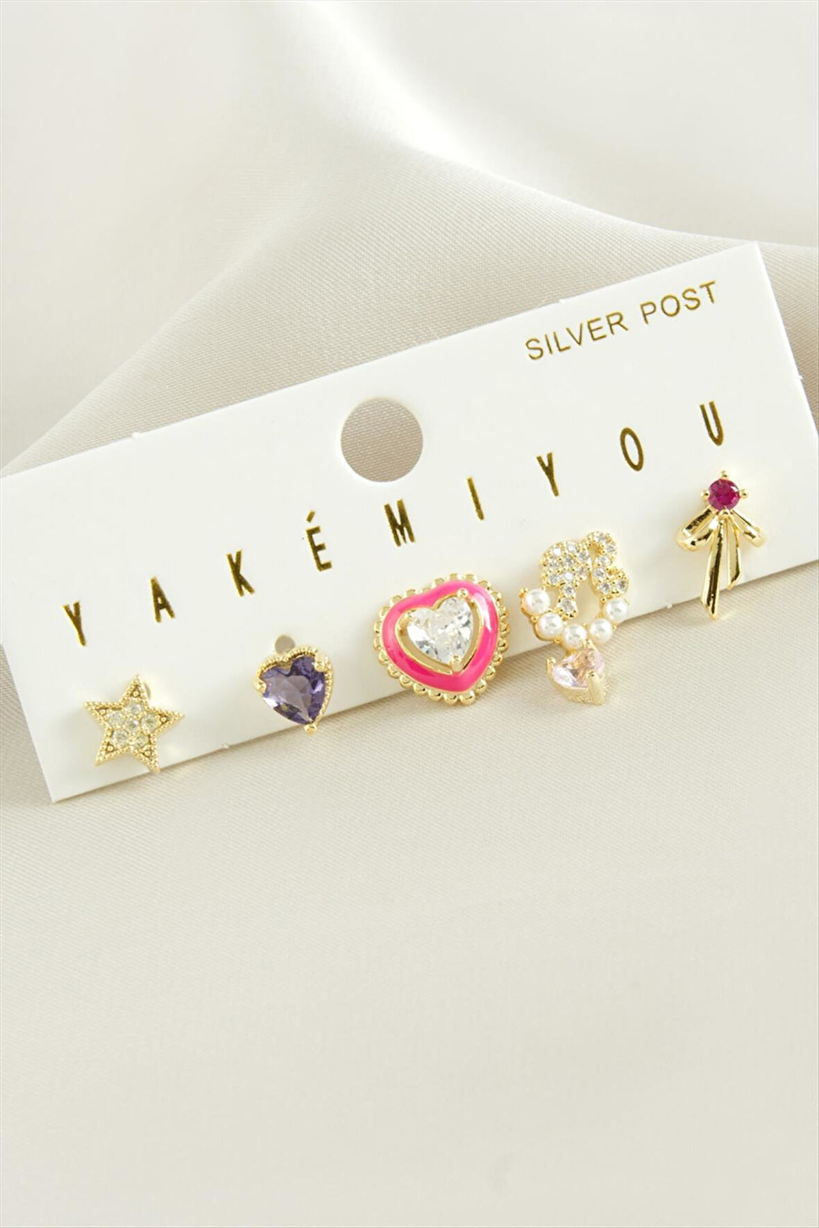 Yakemiyou 5 Adet Zirkon Taşlı Lüks Çelik Küpe