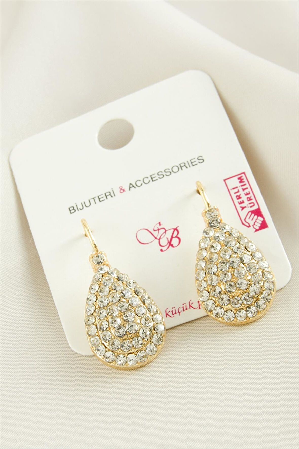 Oval Taşlı Klipsi Küpe