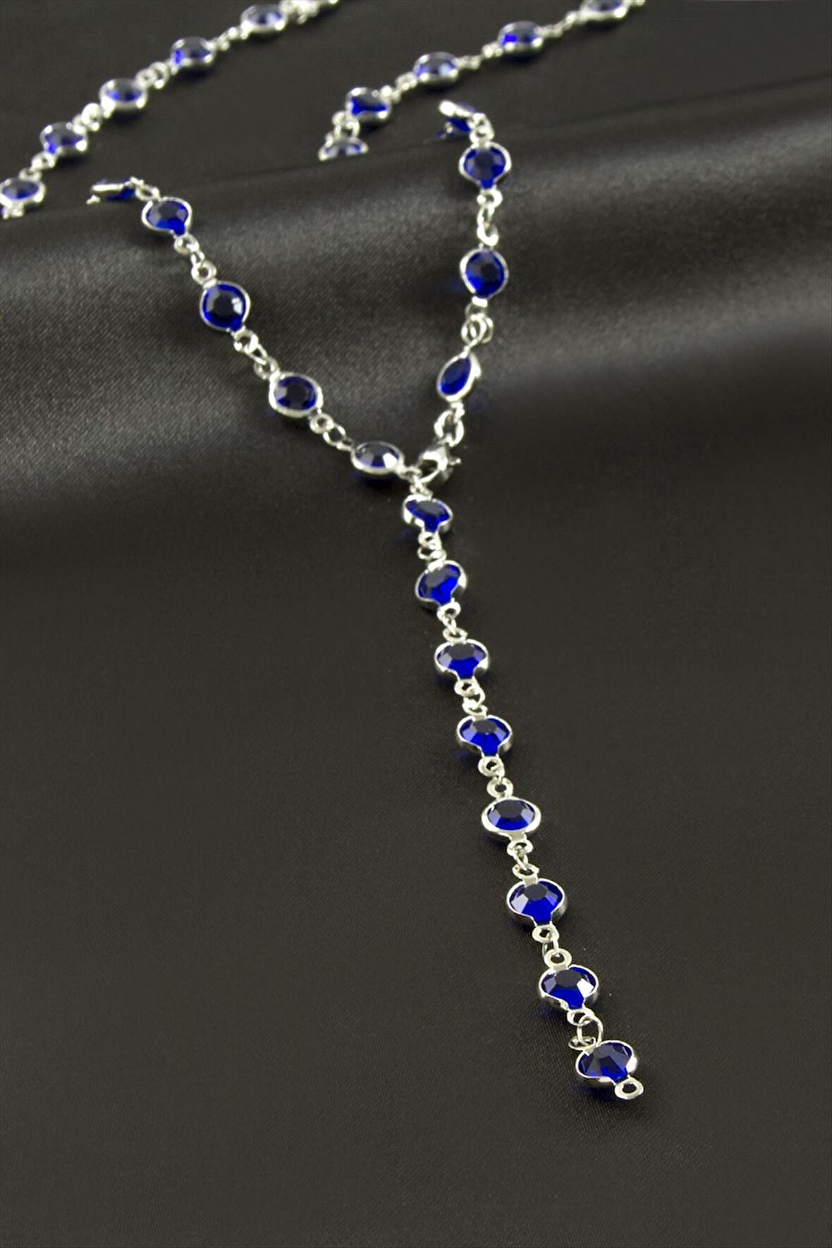 Yuvarlak Zirkon Taşlı Çelik Y Kolye