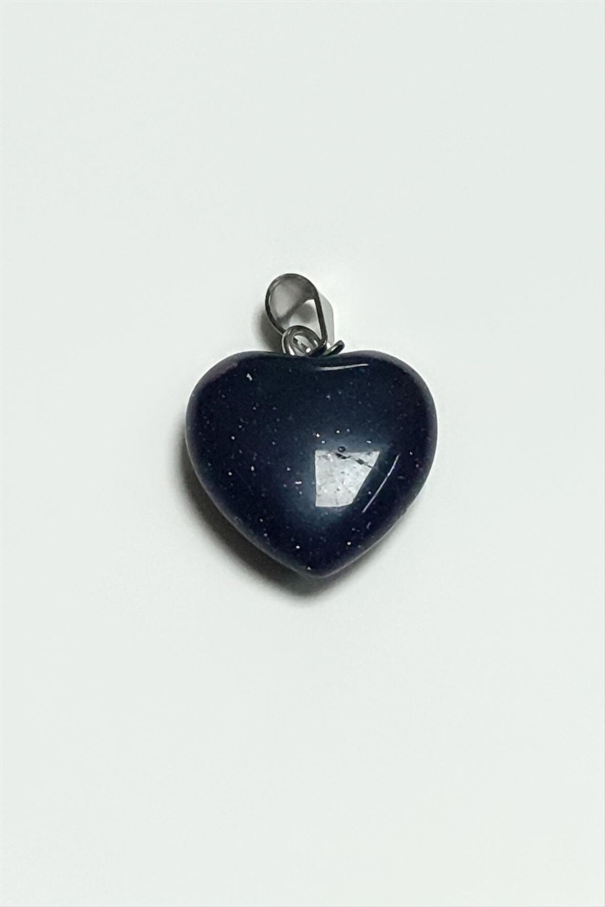 Lacivert Yıldız Kalpli Doğaltaş Kolye Ucu Küçük 1,5 cm