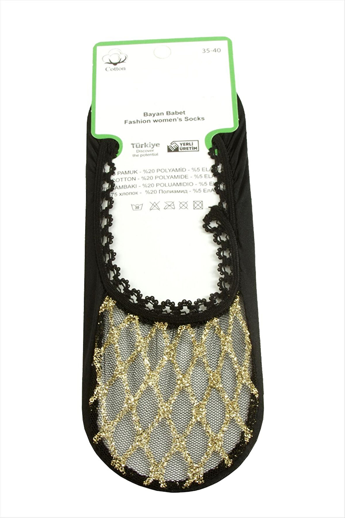 Çizgili Dantel Babet Çorap